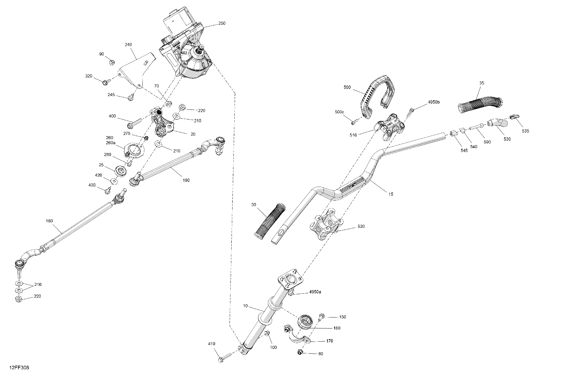 An Image of a Genuine Can-Am Parts Schematic Diagram showing the schematic - MECHANIC - STEERING