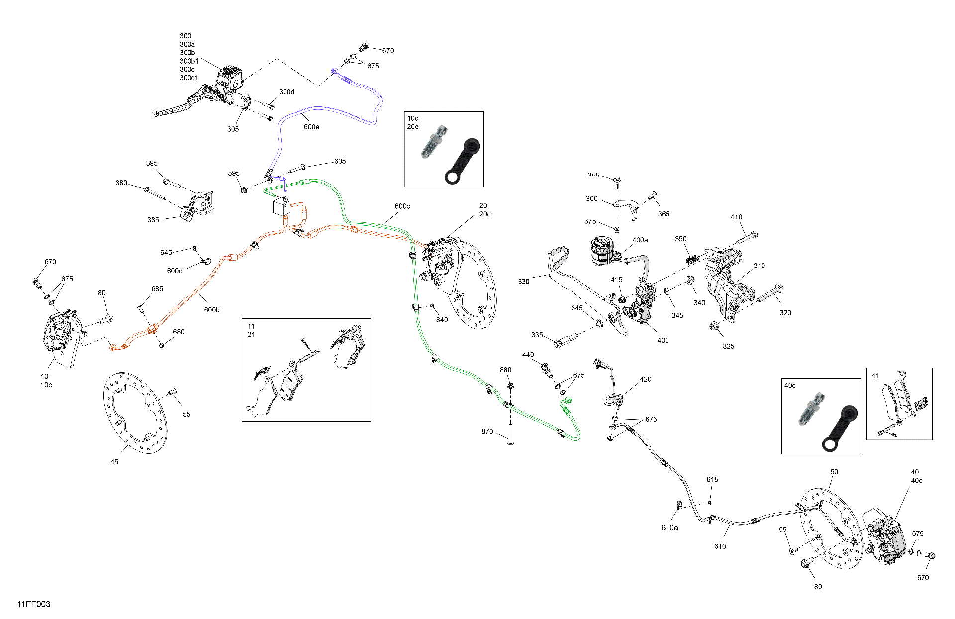 An Image of a Genuine Can-Am Parts Schematic Diagram showing the schematic - MECHANIC - BRAKE SYSTEM