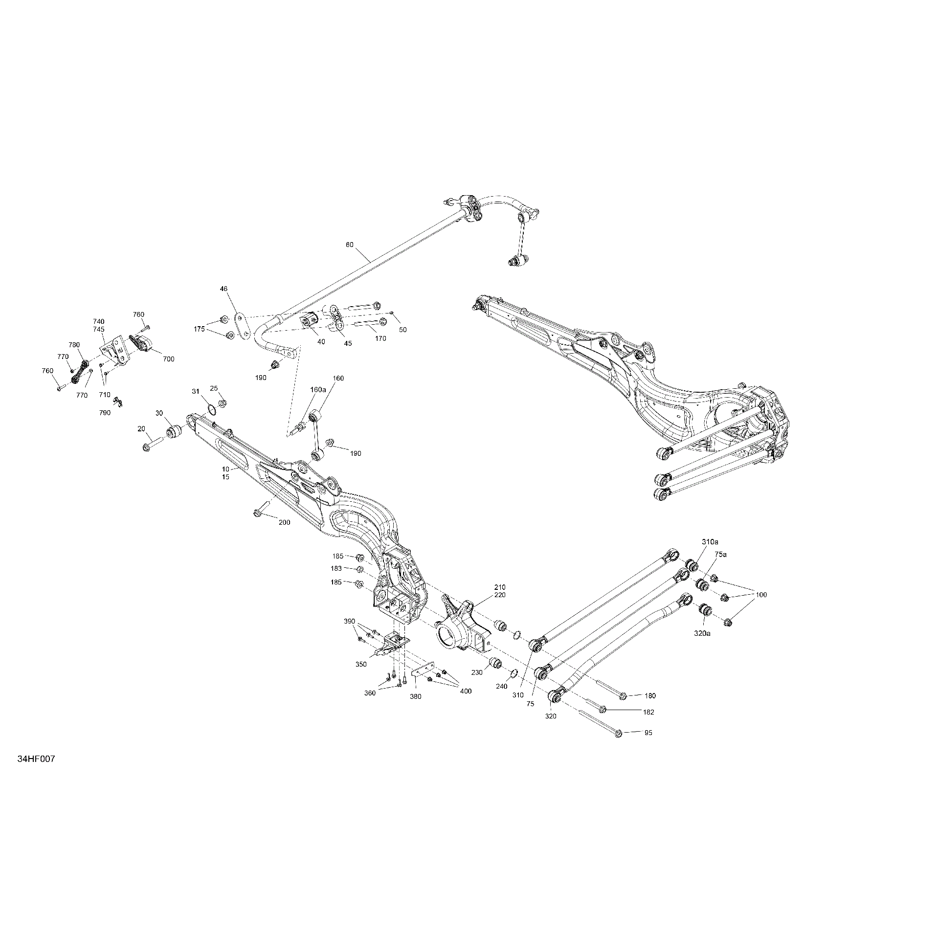 An Image of a Genuine Can-Am Parts Schematic Diagram showing the schematic - SUSPENSION - REAR COMPONENTS
