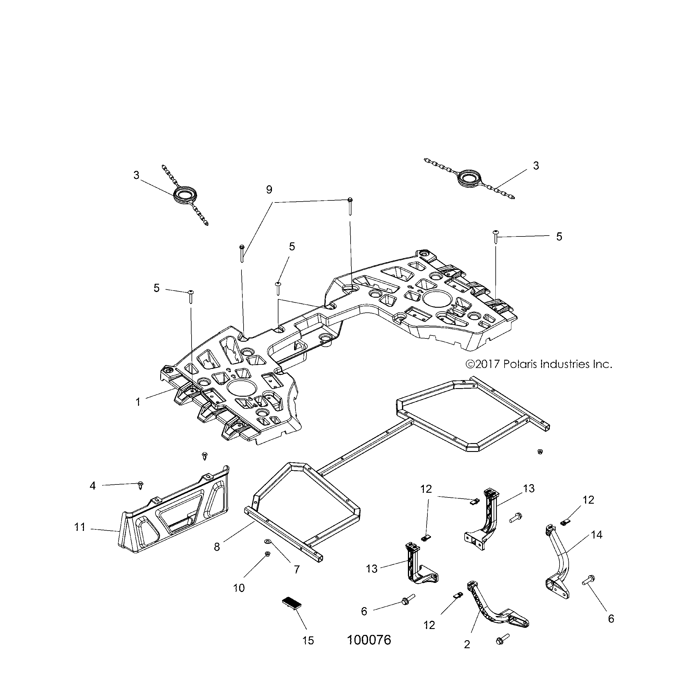 An Image of a Genuine Polaris Parts Schematic Diagram showing the schematic - BODY: REAR RACK ASM. - 2016 POLARIS SPORTSMAN TOURING 850 SP