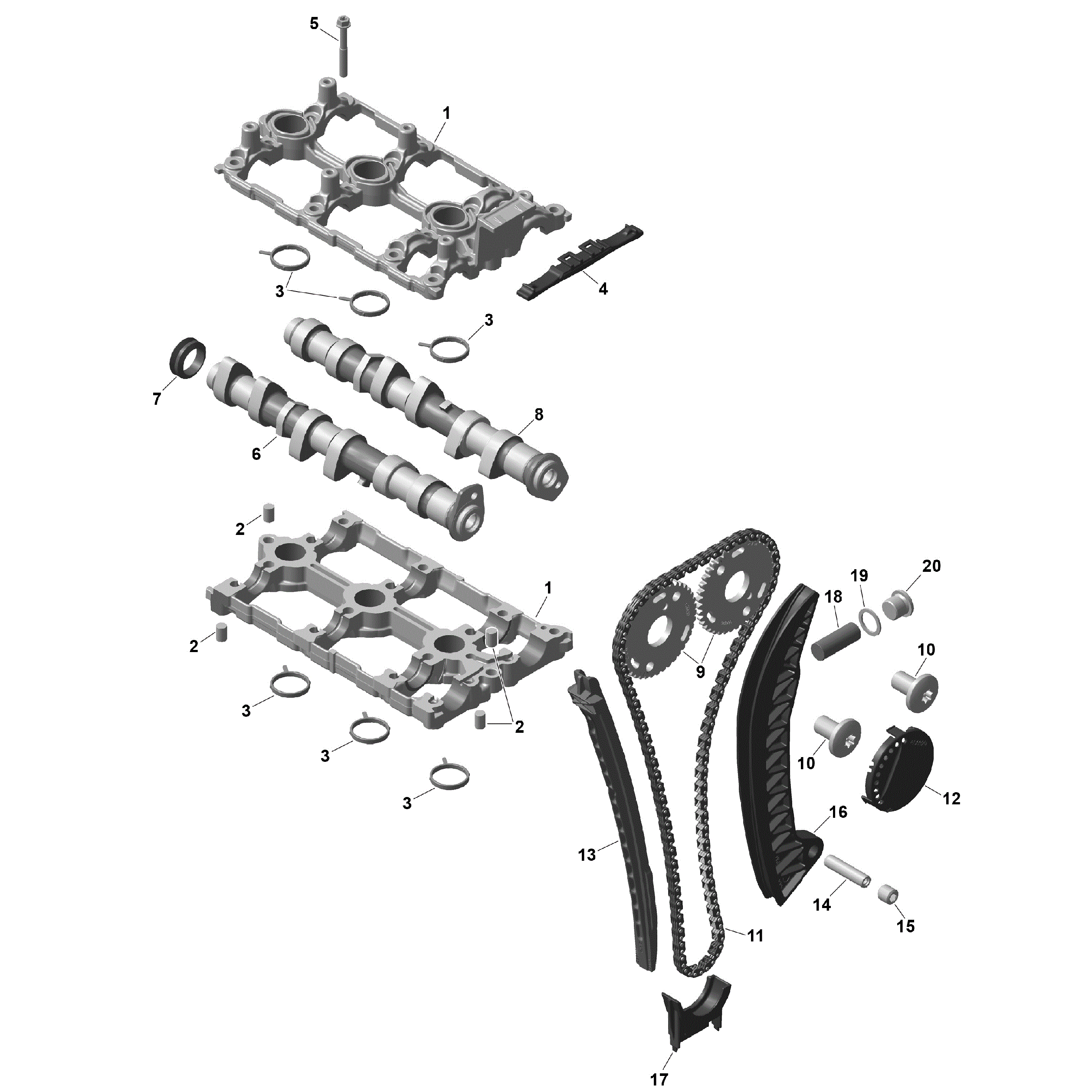 An Image of a Genuine Can-Am Parts Schematic Diagram showing the schematic - ROTAX - VALVE TRAIN