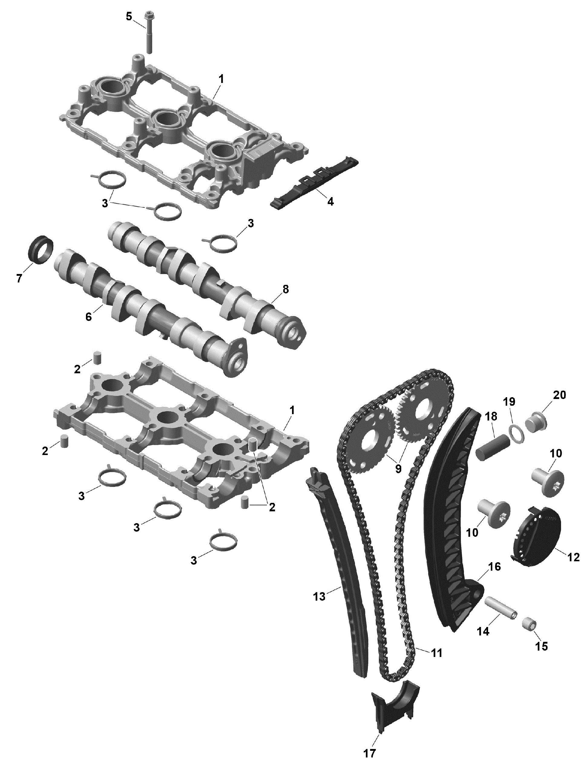 An Image of a Genuine Can-Am Parts Schematic Diagram showing the schematic - ROTAX - VALVE TRAIN