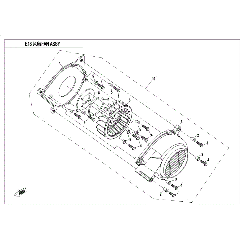 An Image of a Genuine CFMOTO Parts Schematic Diagram showing the schematic - COOLING FAN - 2018 CFMOTO UFORCE 800