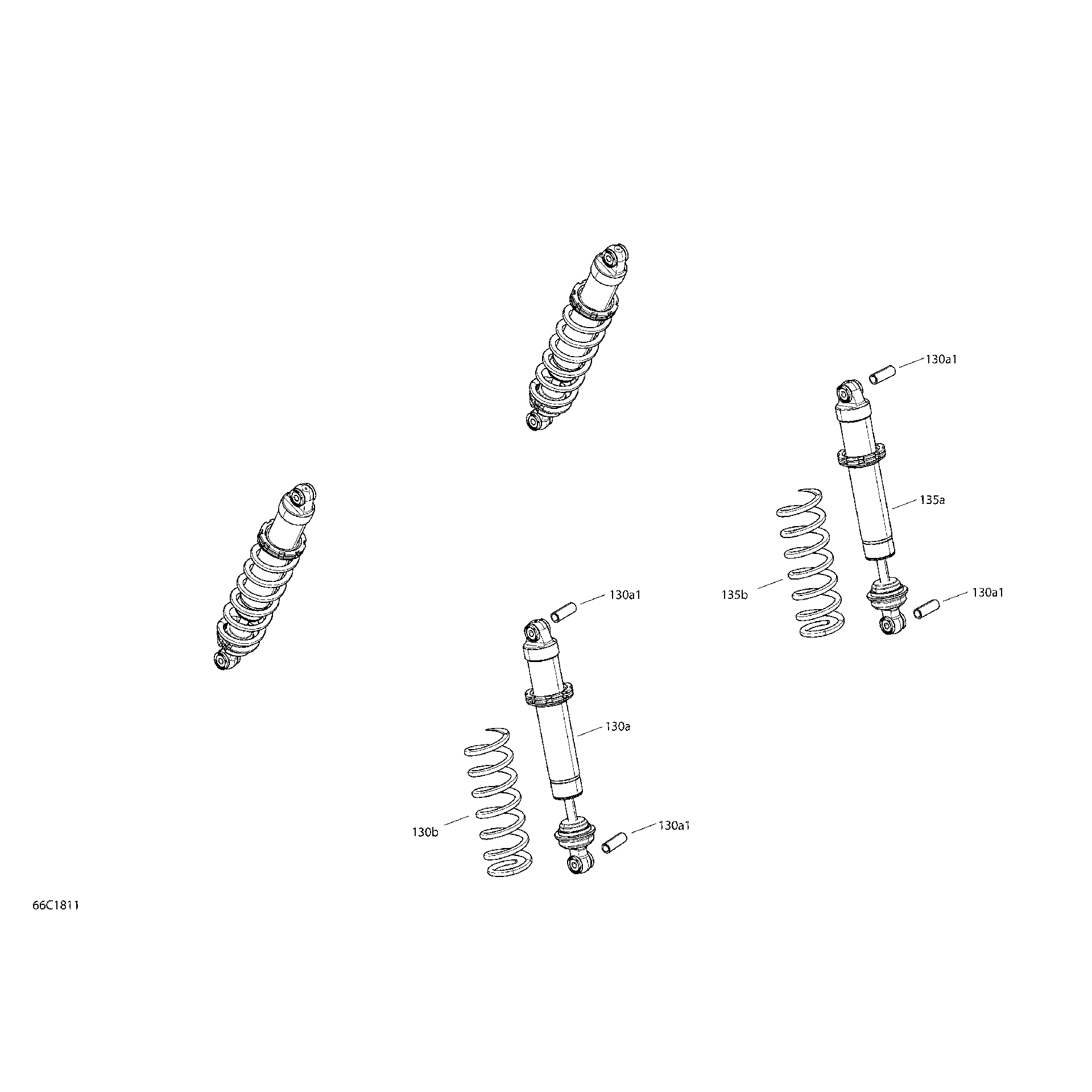 An Image of a Genuine Can-Am Parts Schematic Diagram showing the schematic - SHOCKS - XT P PACKAGE