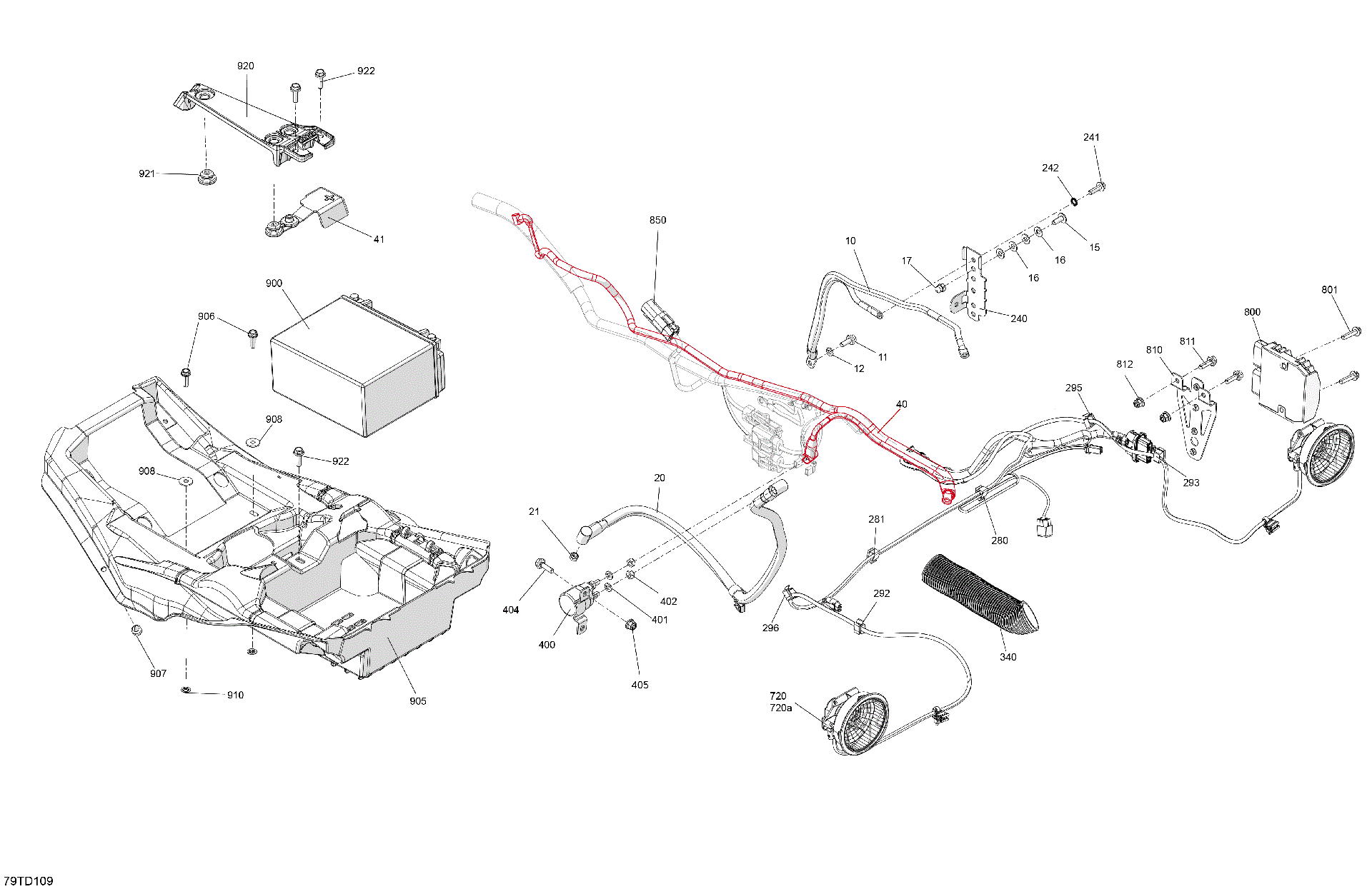An Image of a Genuine Can-Am Parts Schematic Diagram showing the schematic - ELECTRIC - REAR SECTION