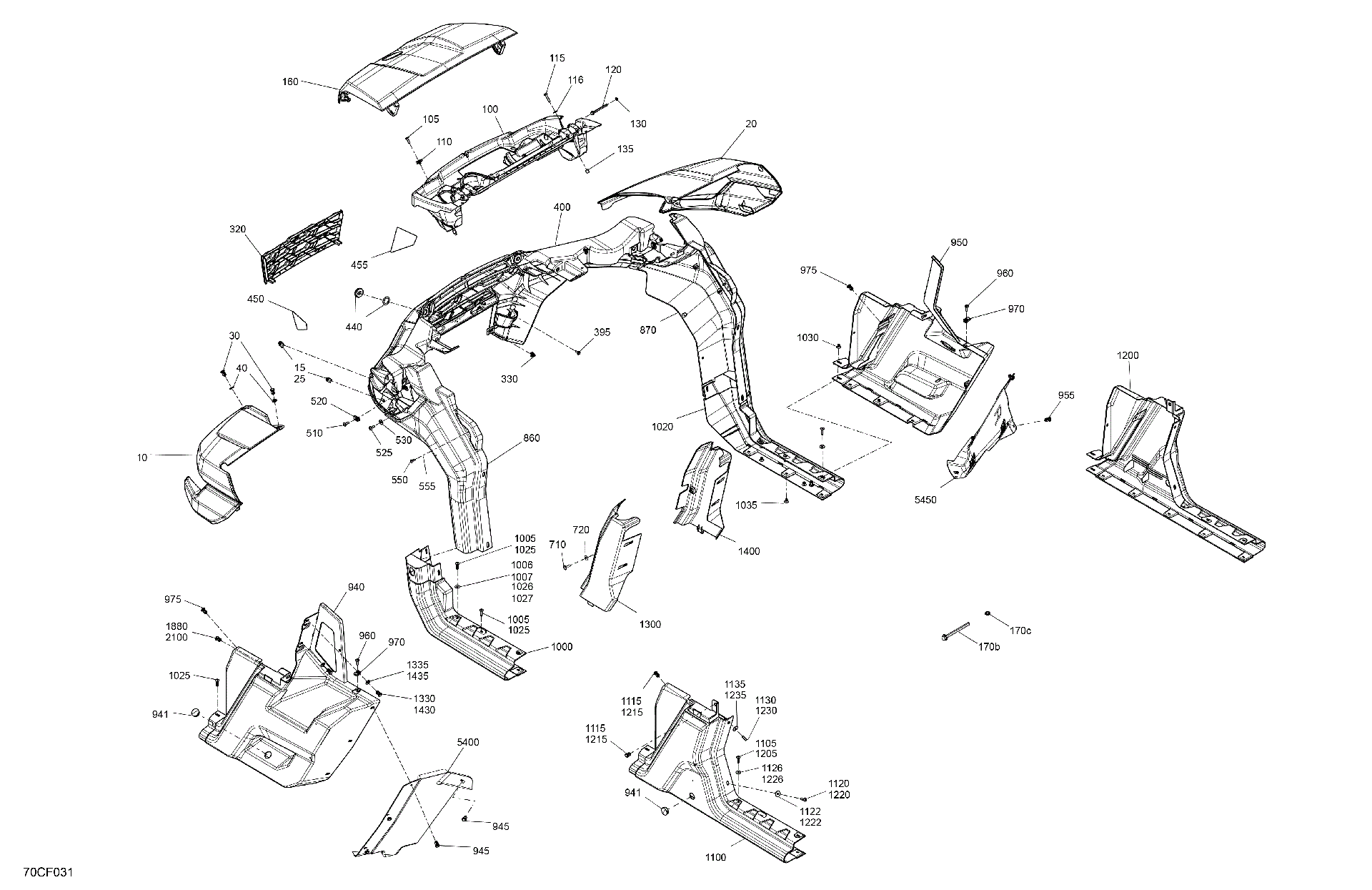 An Image of a Genuine Can-Am Parts Schematic Diagram showing the schematic - BODY - SYSTEM