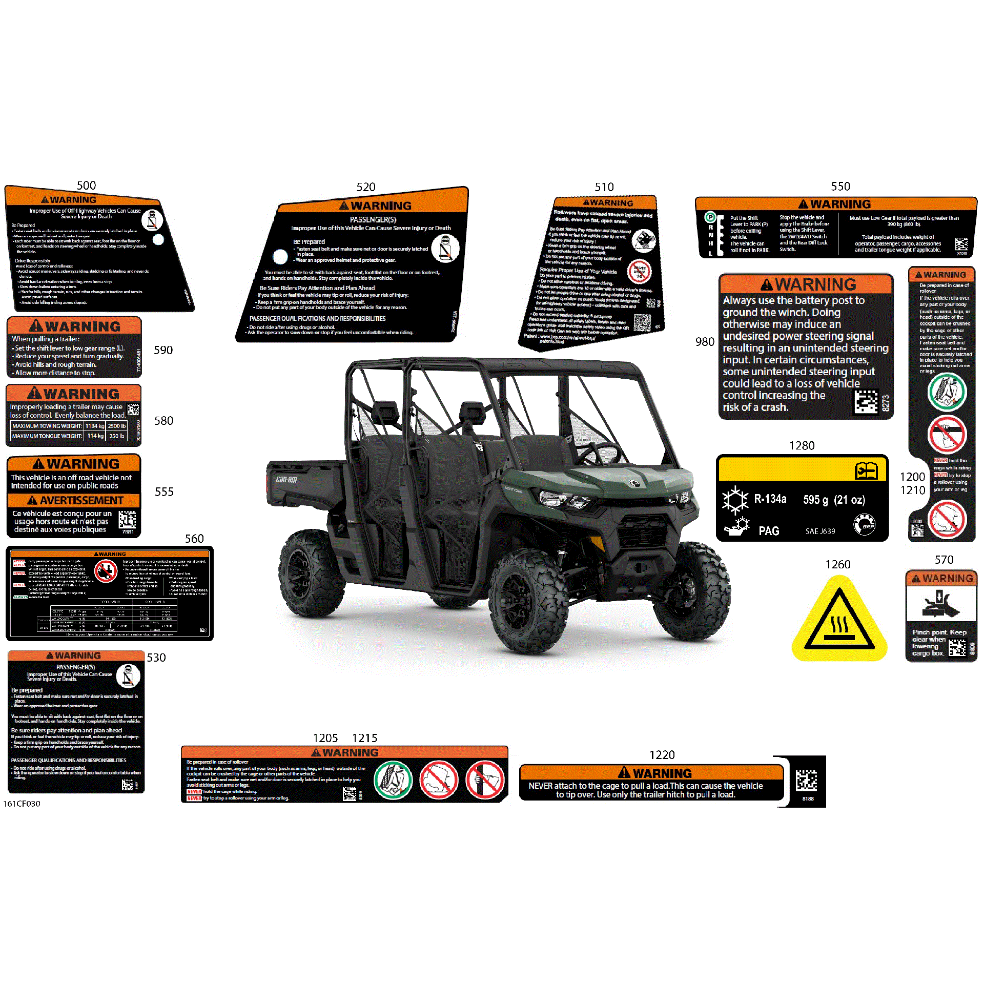 An Image of a Genuine Can-Am Parts Schematic Diagram showing the schematic - BODY - WARNING DECALS