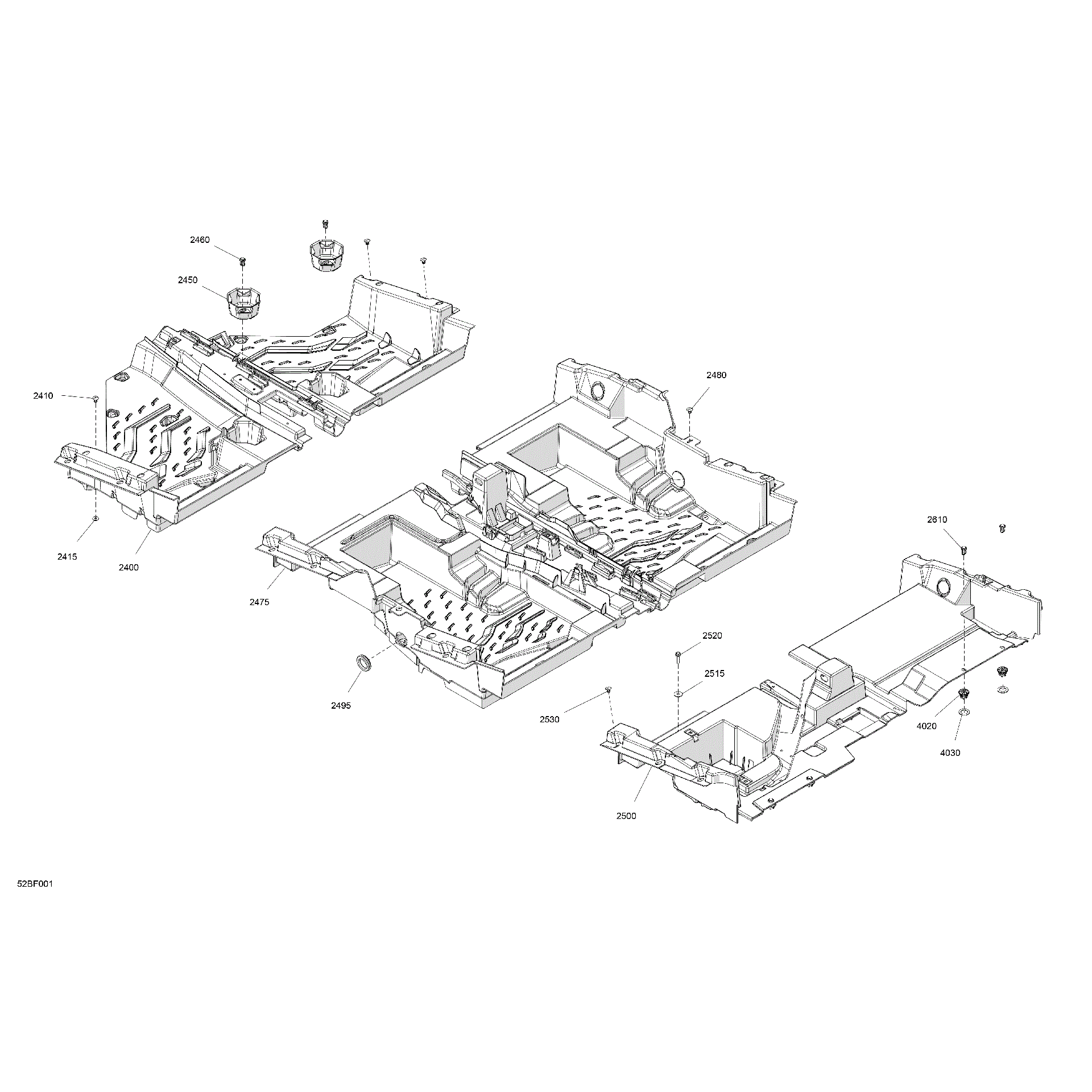 An Image of a Genuine Can-Am Parts Schematic Diagram showing the schematic - CAB INTERIOR - FLOOR