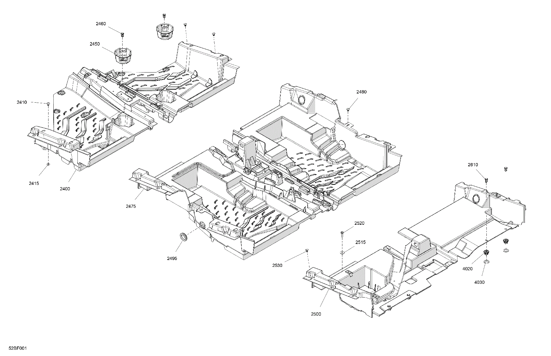 An Image of a Genuine Can-Am Parts Schematic Diagram showing the schematic - CAB INTERIOR - FLOOR
