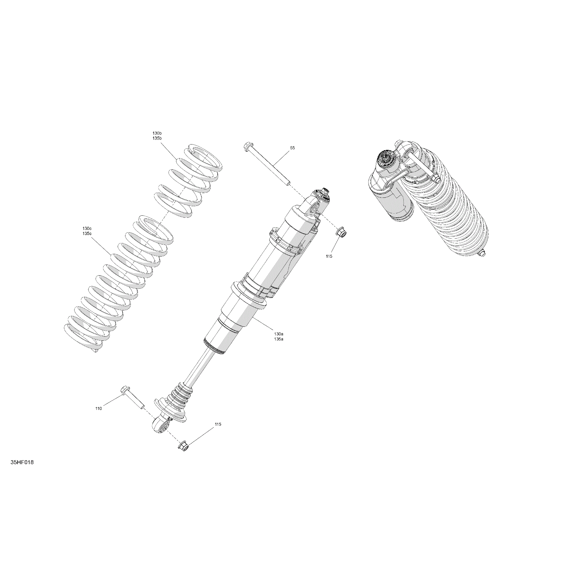 An Image of a Genuine Can-Am Parts Schematic Diagram showing the schematic - SUSPENSION - FRONT SHOCKS
