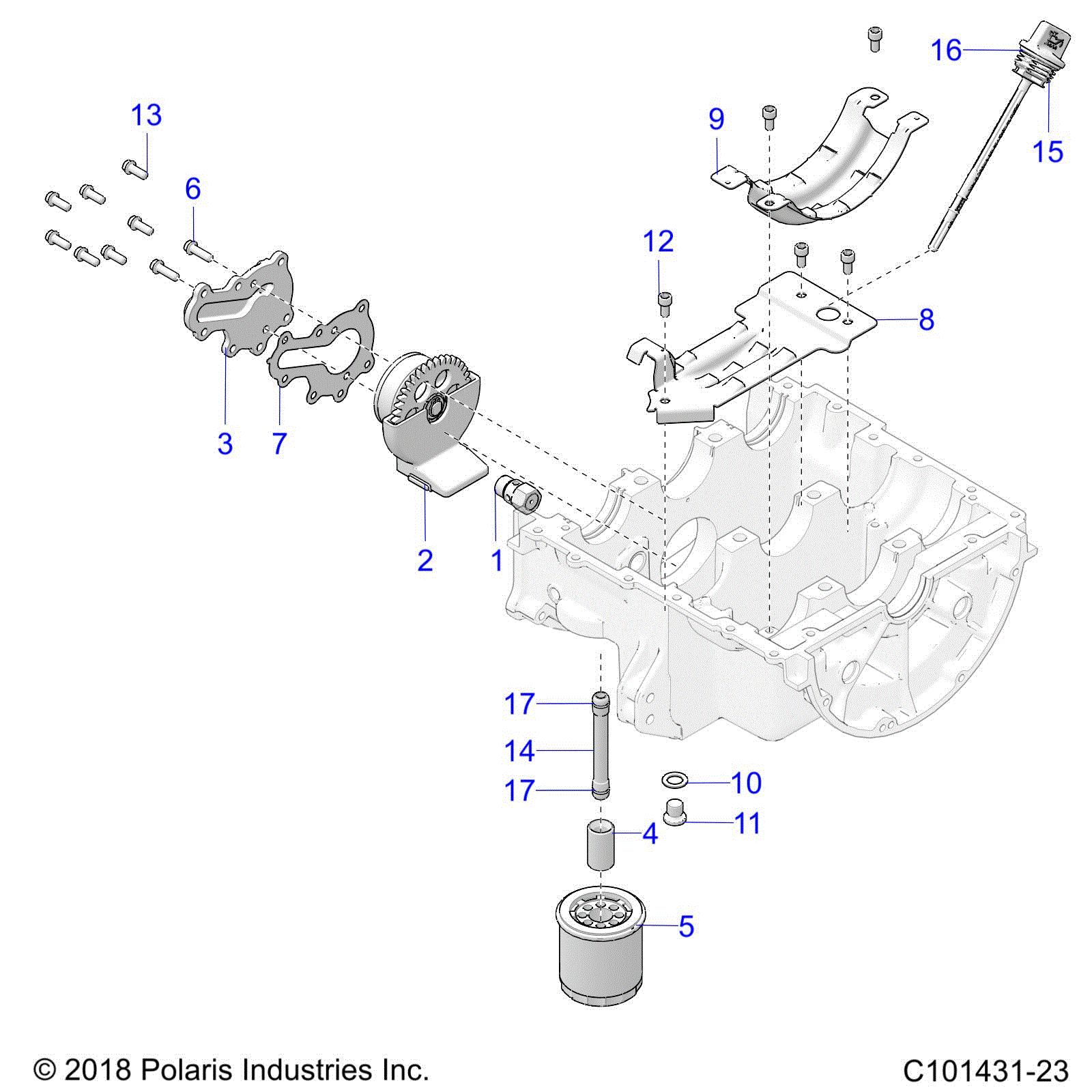 An Image of a Genuine Polaris Parts Schematic Diagram showing the schematic - ENGINE: OIL SYSTEM - 2025 POLARIS SPORTSMAN 850 EPS 48"