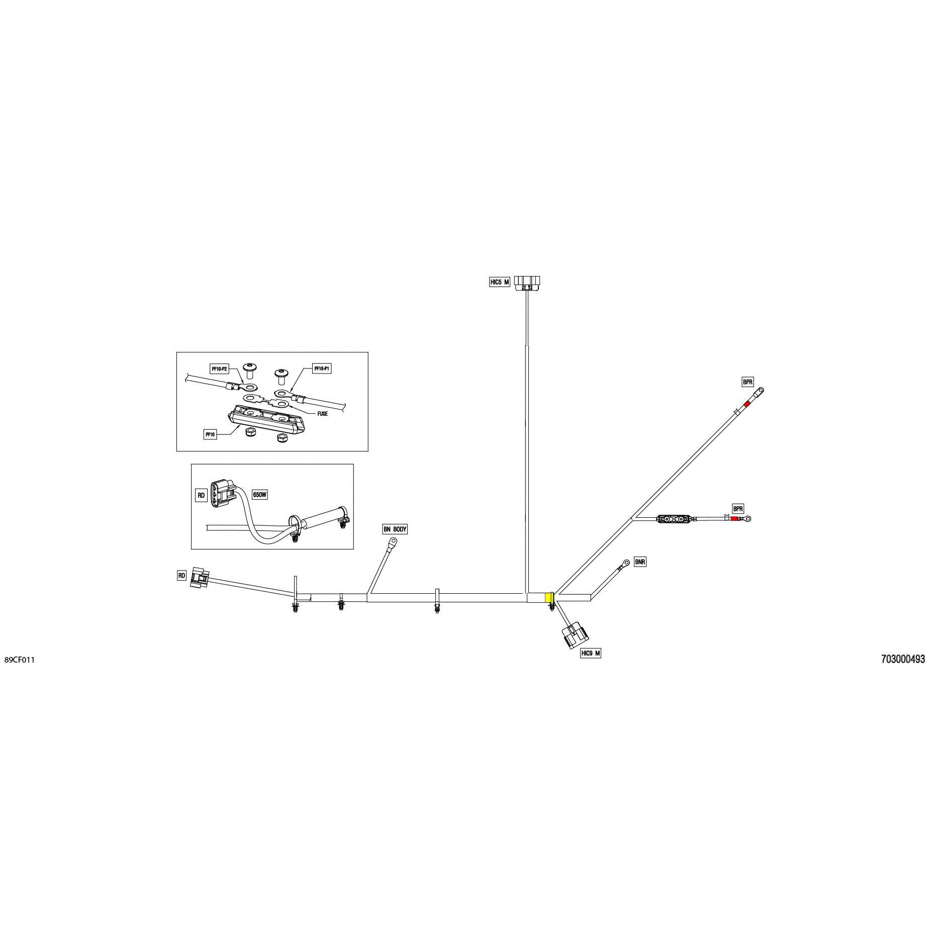 An Image of a Genuine Can-Am Parts Schematic Diagram showing the schematic - ELECTRIC - VOLTAGE REGULATOR WIRING HARNESS - 710010189