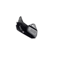 Black molded plastic swing arm guard with mounting holes, designed for front right side of CFMOTO UTVs.