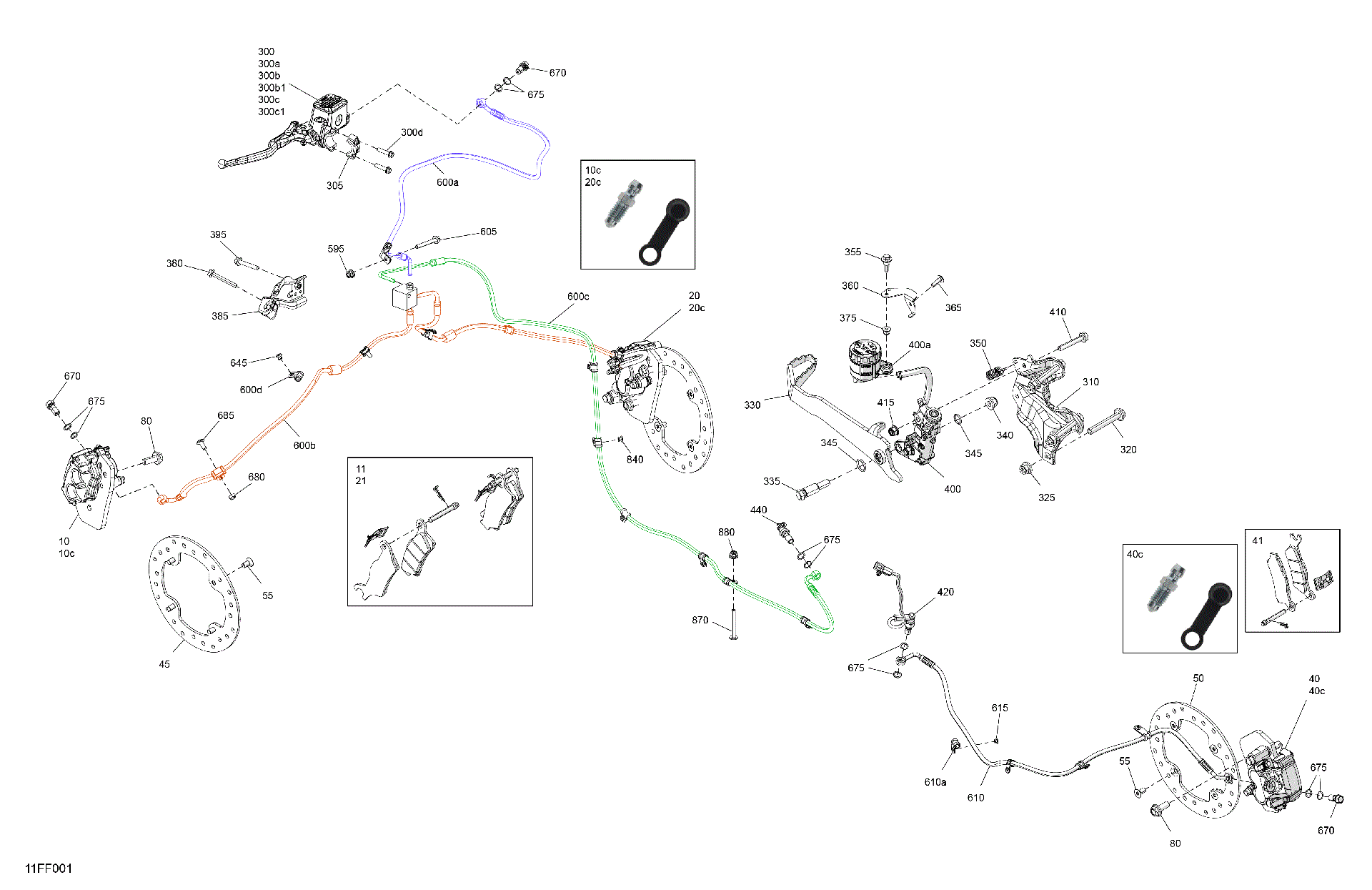 An Image of a Genuine Can-Am Parts Schematic Diagram showing the schematic - MECHANIC - BRAKE SYSTEM