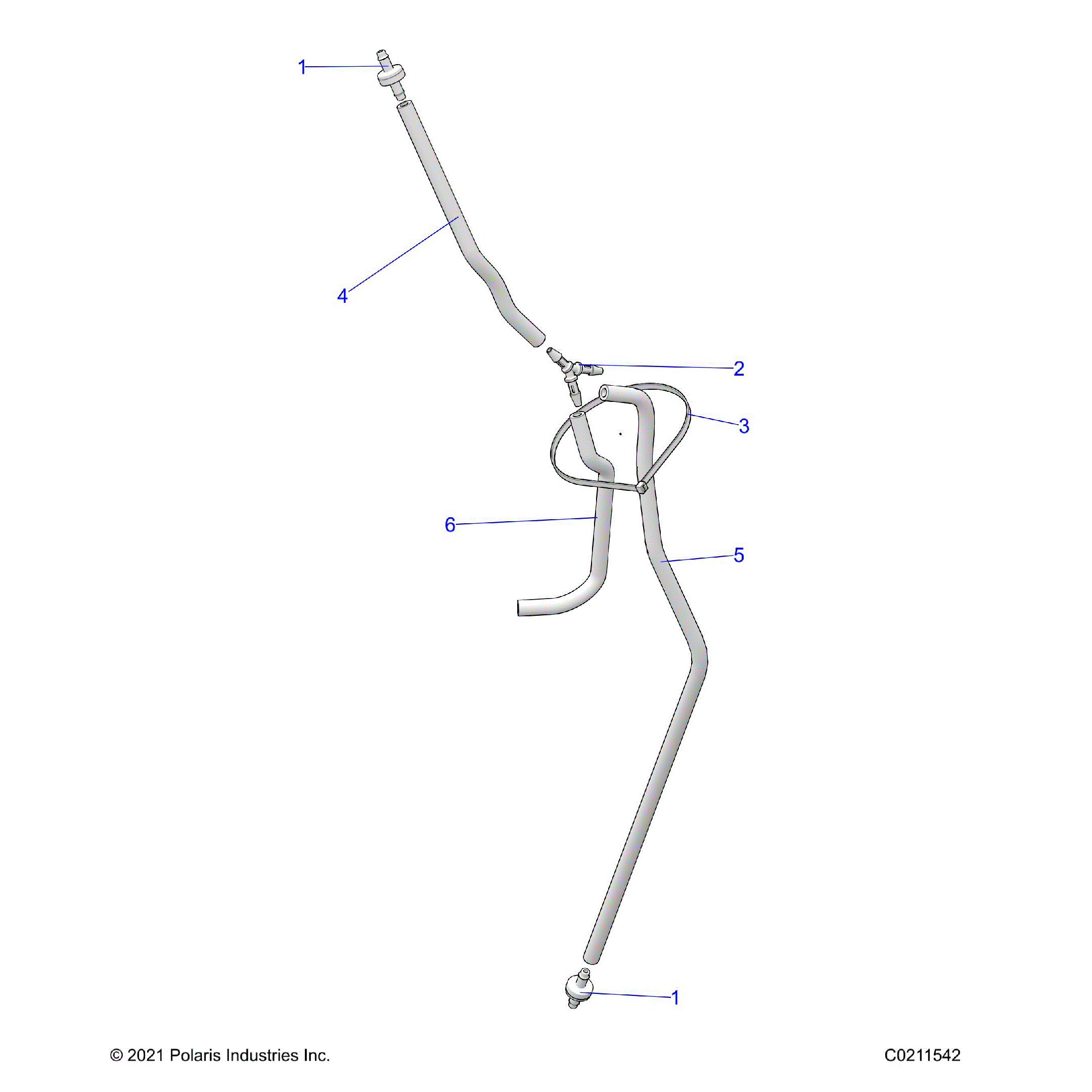 An Image of a Genuine Polaris Parts Schematic Diagram showing the schematic - FUEL SYSTEM: FUEL TANK VENTING - 2022 POLARIS SPORTSMAN XP 1000 HIGH LIFTER