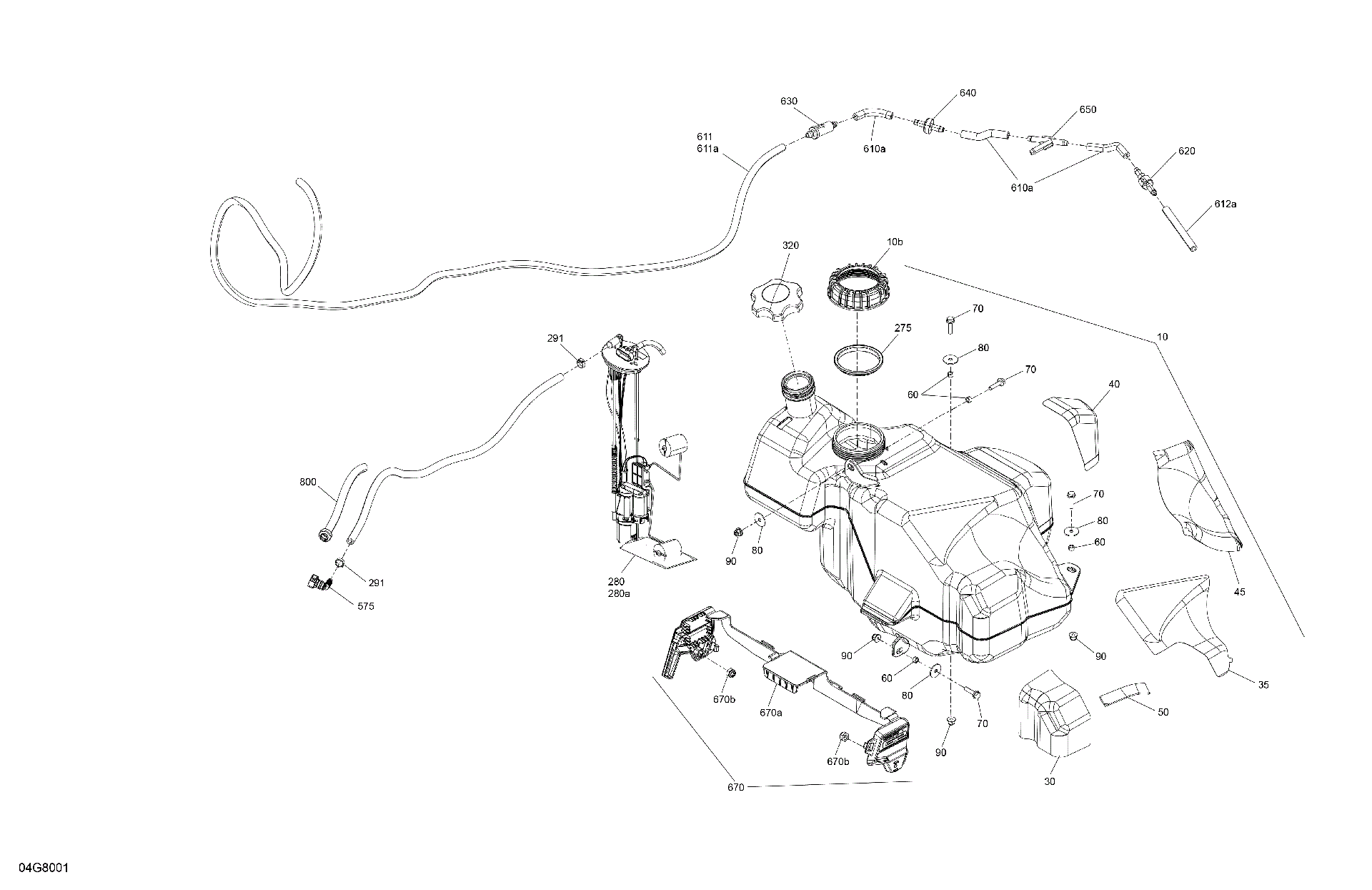 An Image of a Genuine Can-Am Parts Schematic Diagram showing the schematic - ENGINE - FUEL
