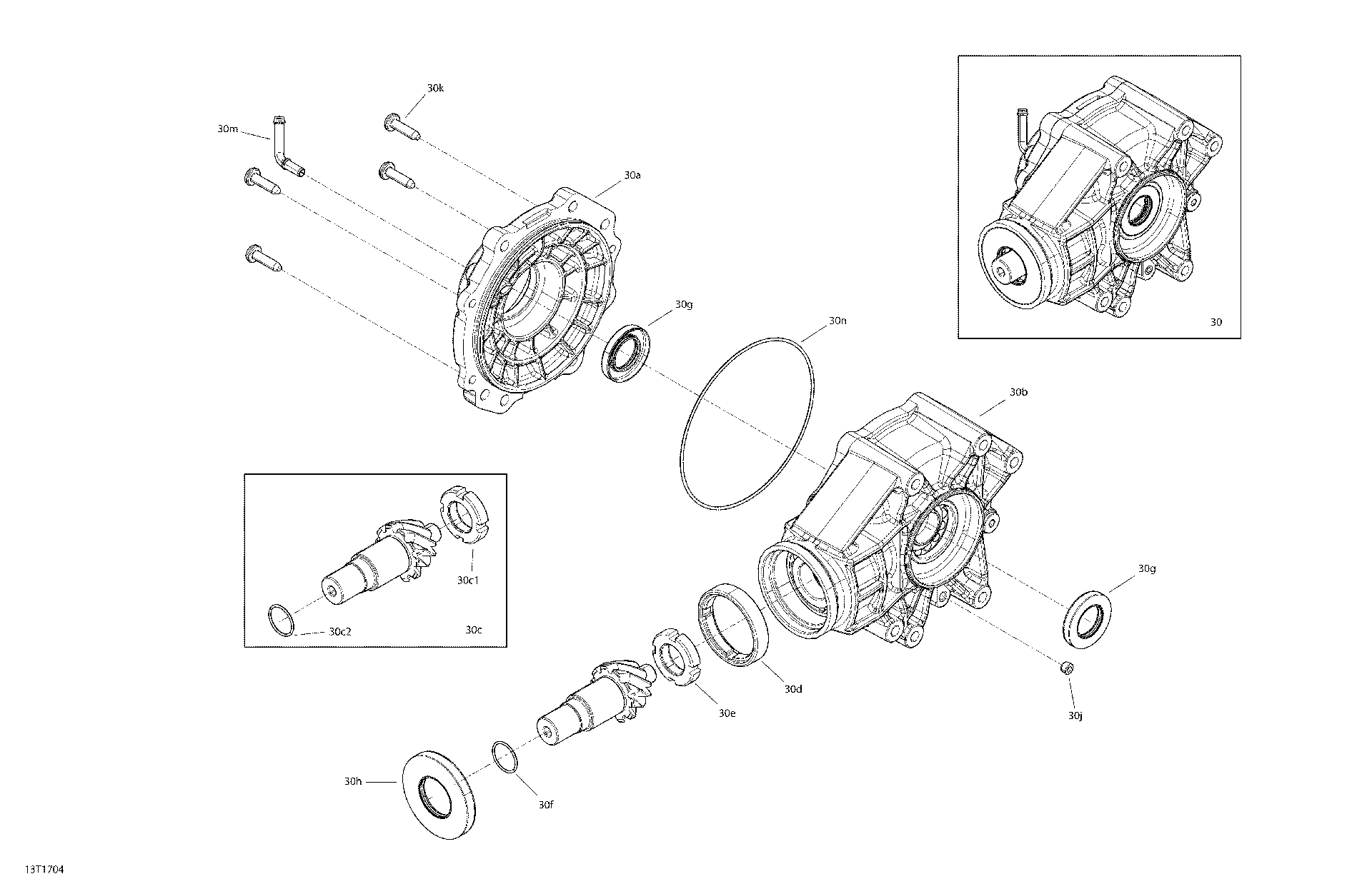 An Image of a Genuine Can-Am Parts Schematic Diagram showing the schematic - DRIVE REAR RENEGADE - REAR DIFFERENTIAL - PACKAGE X MR 1000R