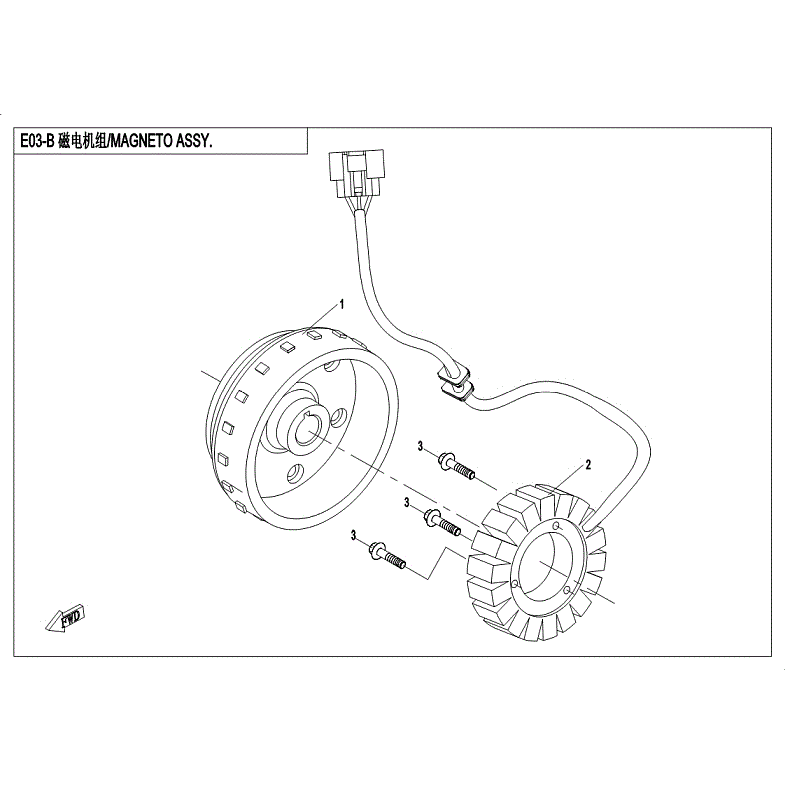 An Image of a Genuine CFMOTO Parts Schematic Diagram showing the schematic - MAGNETO STATOR ASSY (EPS) - 2018 CFMOTO ZFORCE 500