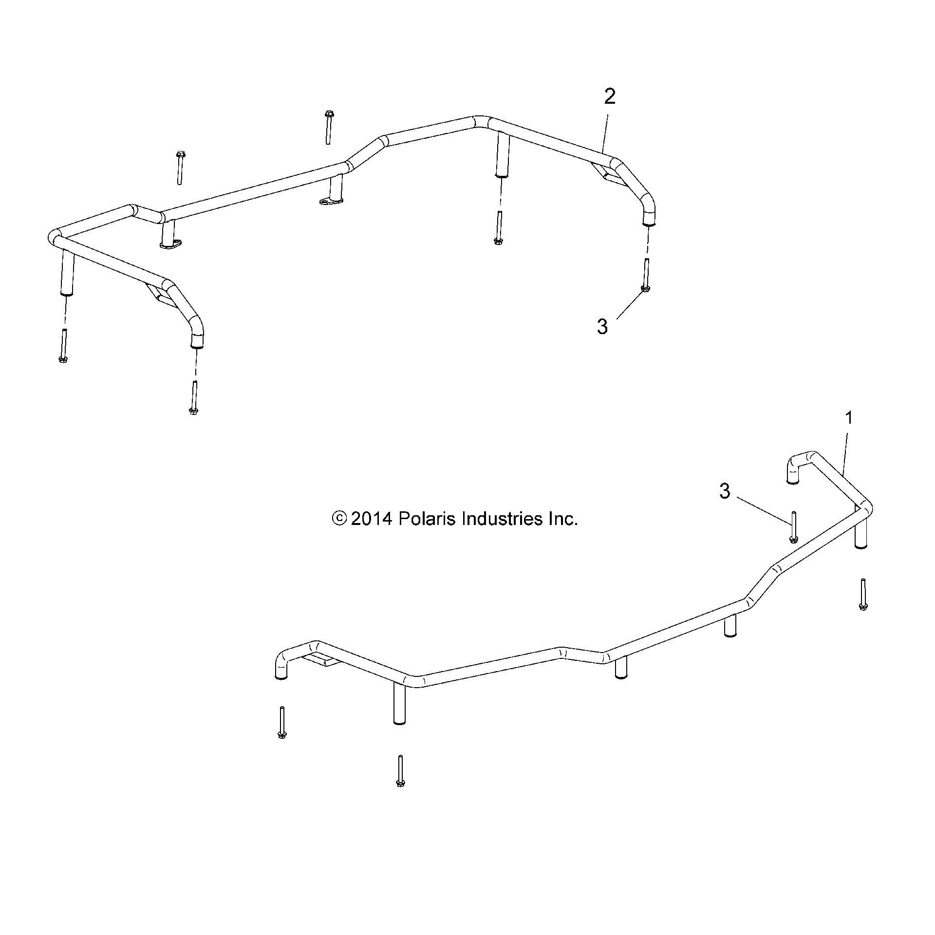 An Image of a Genuine Polaris Parts Schematic Diagram showing the schematic - BODY: FRONT AND REAR RACK EXTENDERS - 2020 POLARIS SPORTSMAN 570 HUNTER EDITION