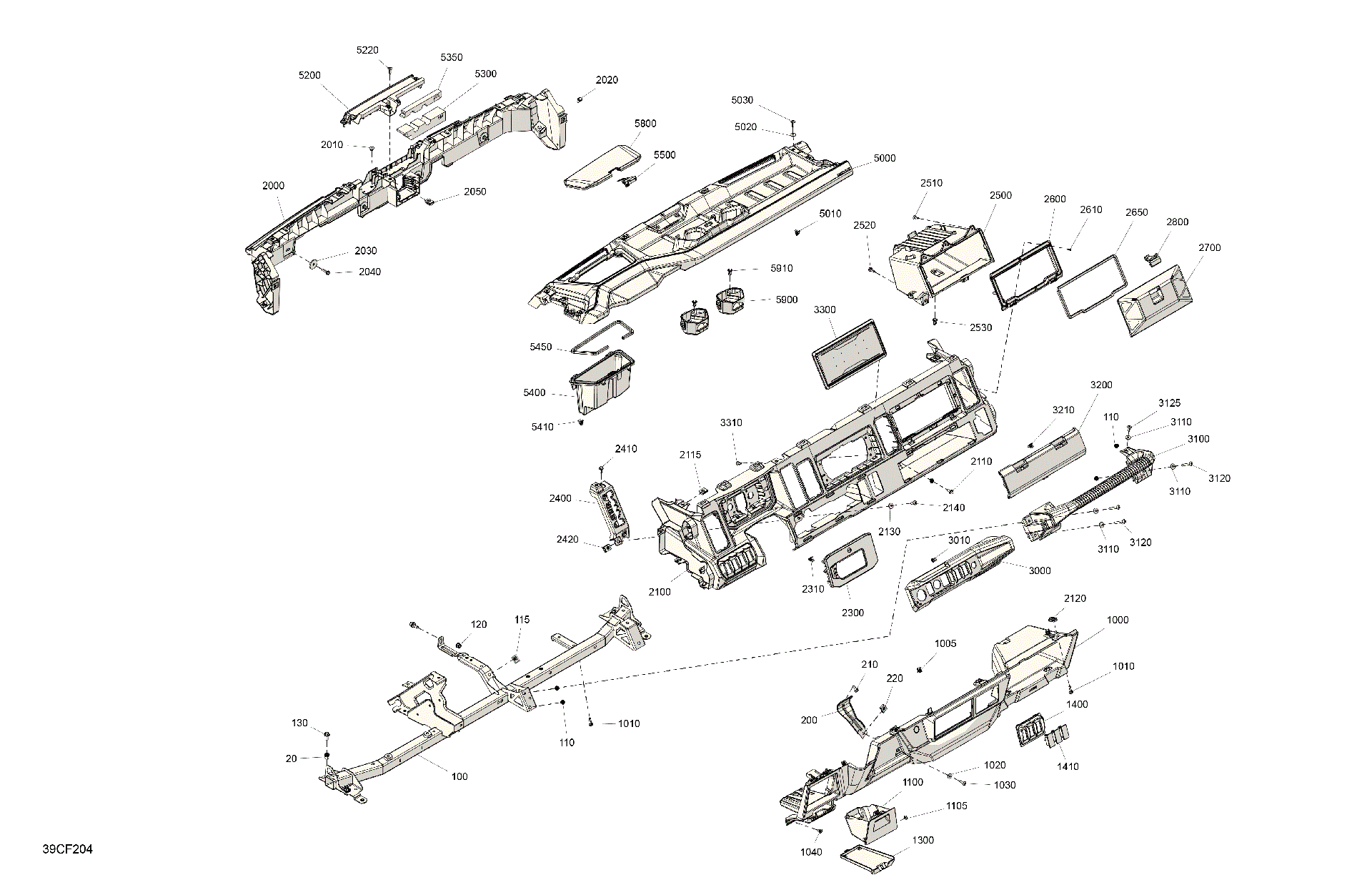 An Image of a Genuine Can-Am Parts Schematic Diagram showing the schematic - CAB INTERIOR - CENTER CONSOLE