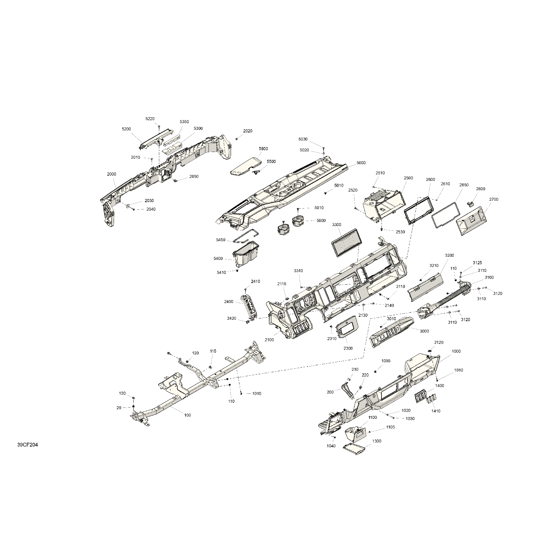 An Image of a Genuine Can-Am Parts Schematic Diagram showing the schematic - CAB INTERIOR - CENTER CONSOLE