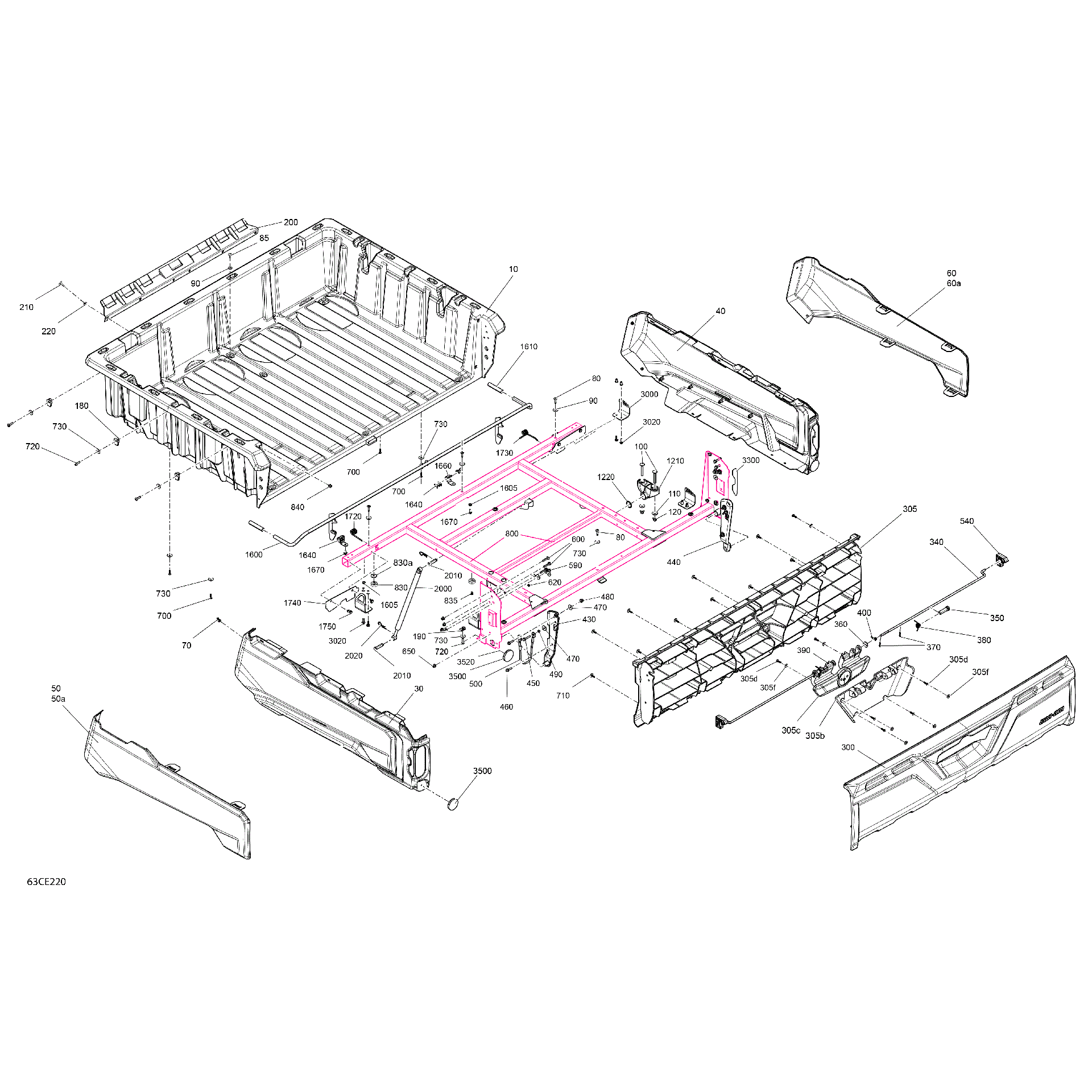 An Image of a Genuine Can-Am Parts Schematic Diagram showing the schematic - BODY - CARGO