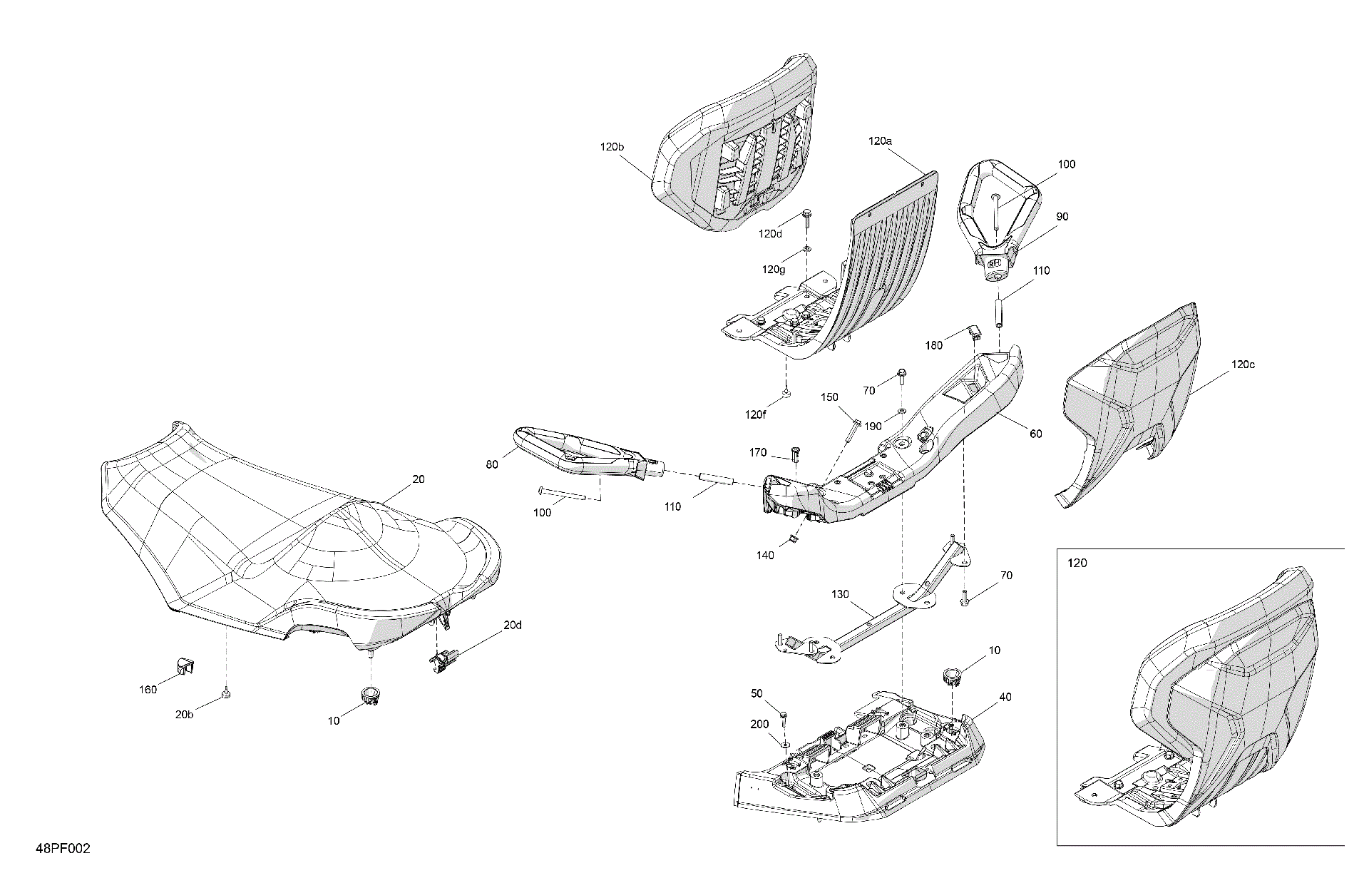 An Image of a Genuine Can-Am Parts Schematic Diagram showing the schematic - BODY - SEAT