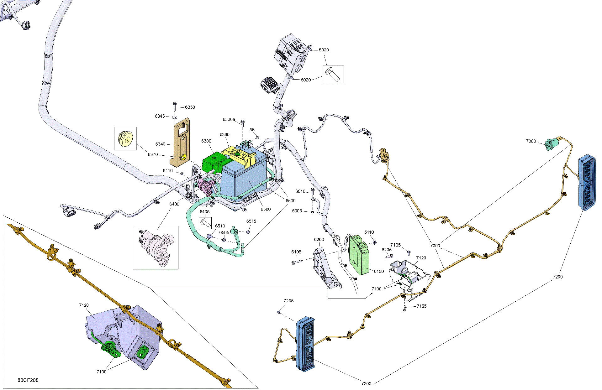 An Image of a Genuine Can-Am Parts Schematic Diagram showing the schematic - ELECTRIC - REAR SECTION