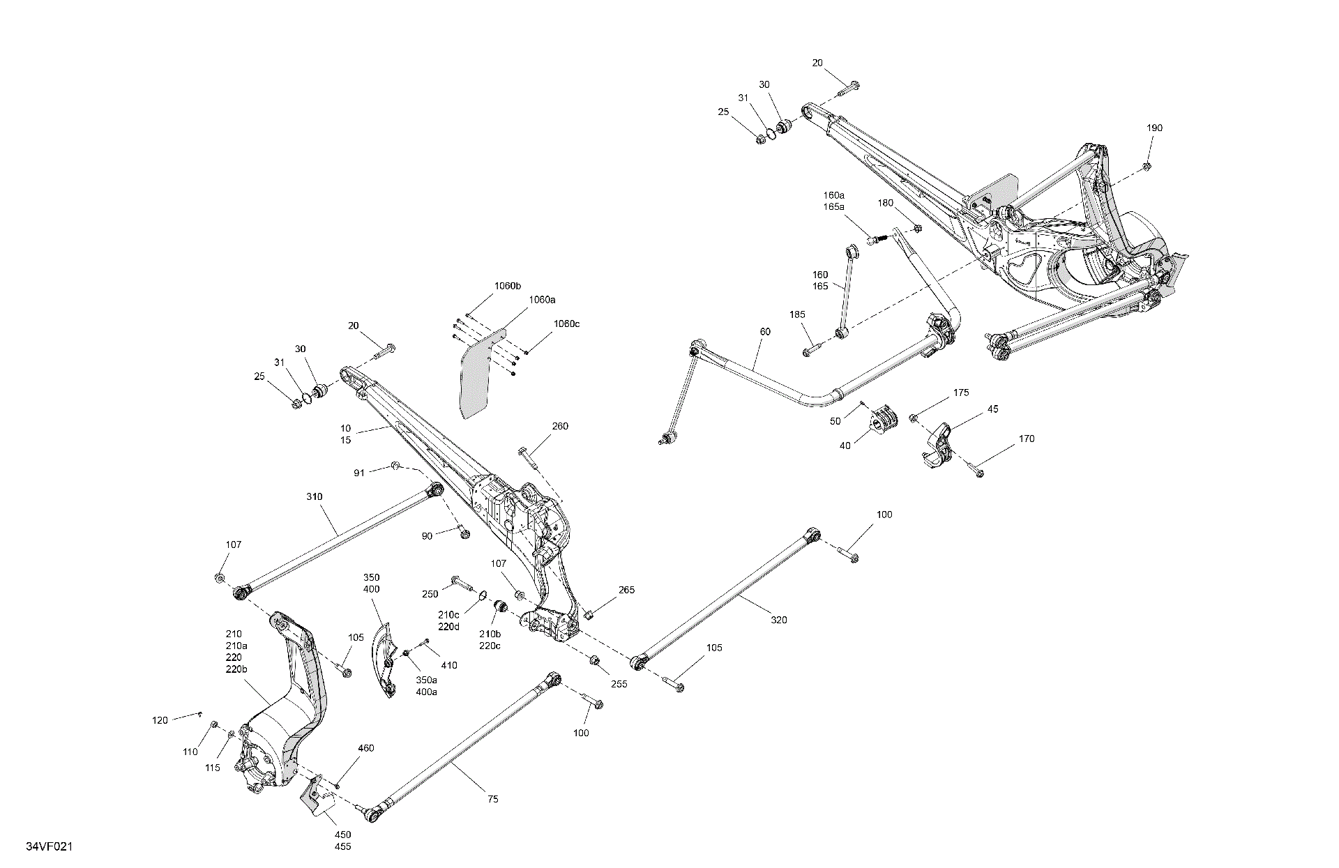 An Image of a Genuine Can-Am Parts Schematic Diagram showing the schematic - SUSPENSION - REAR COMPONENTS