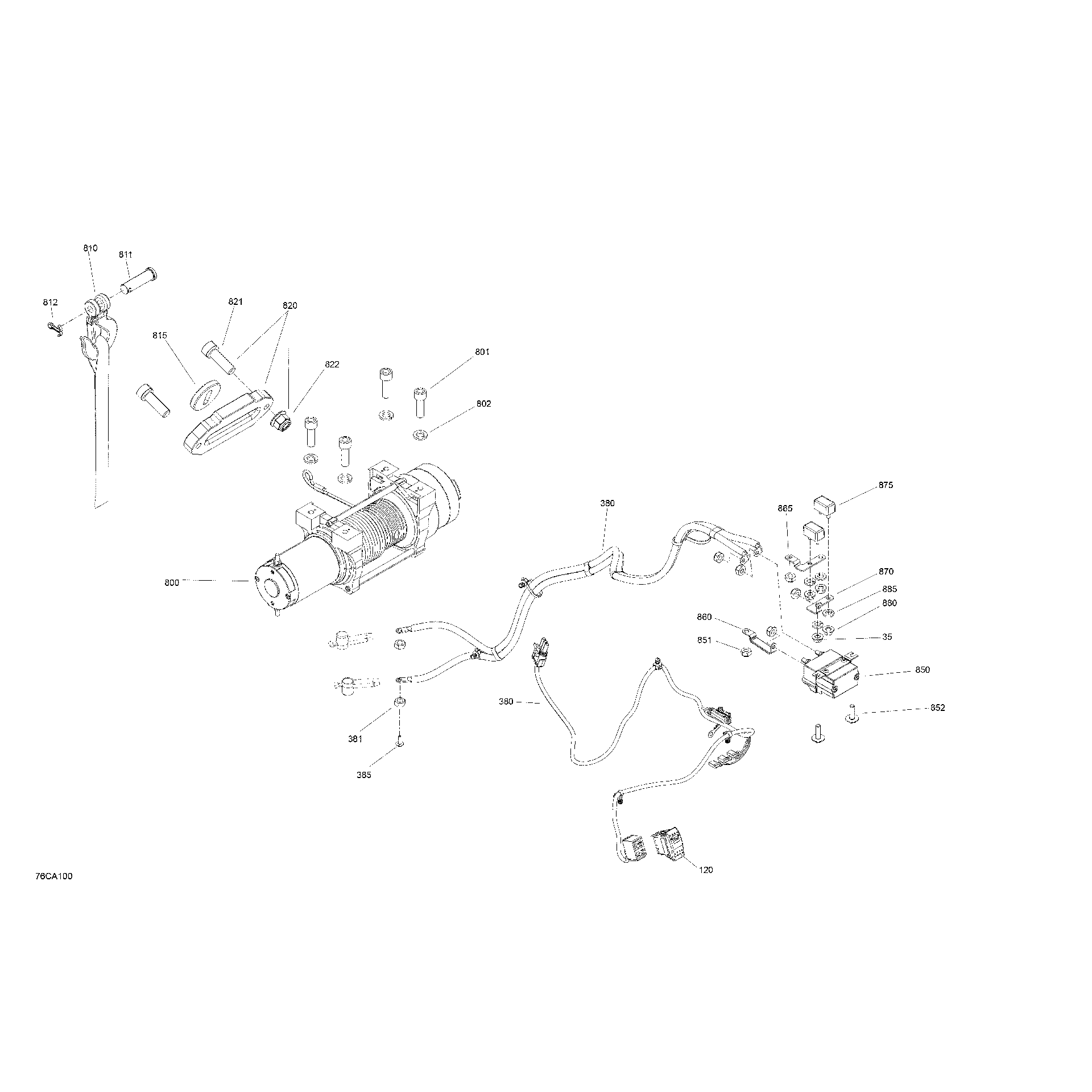 An Image of a Genuine Can-Am Parts Schematic Diagram showing the schematic - ELECTRIC - WINCH - XT