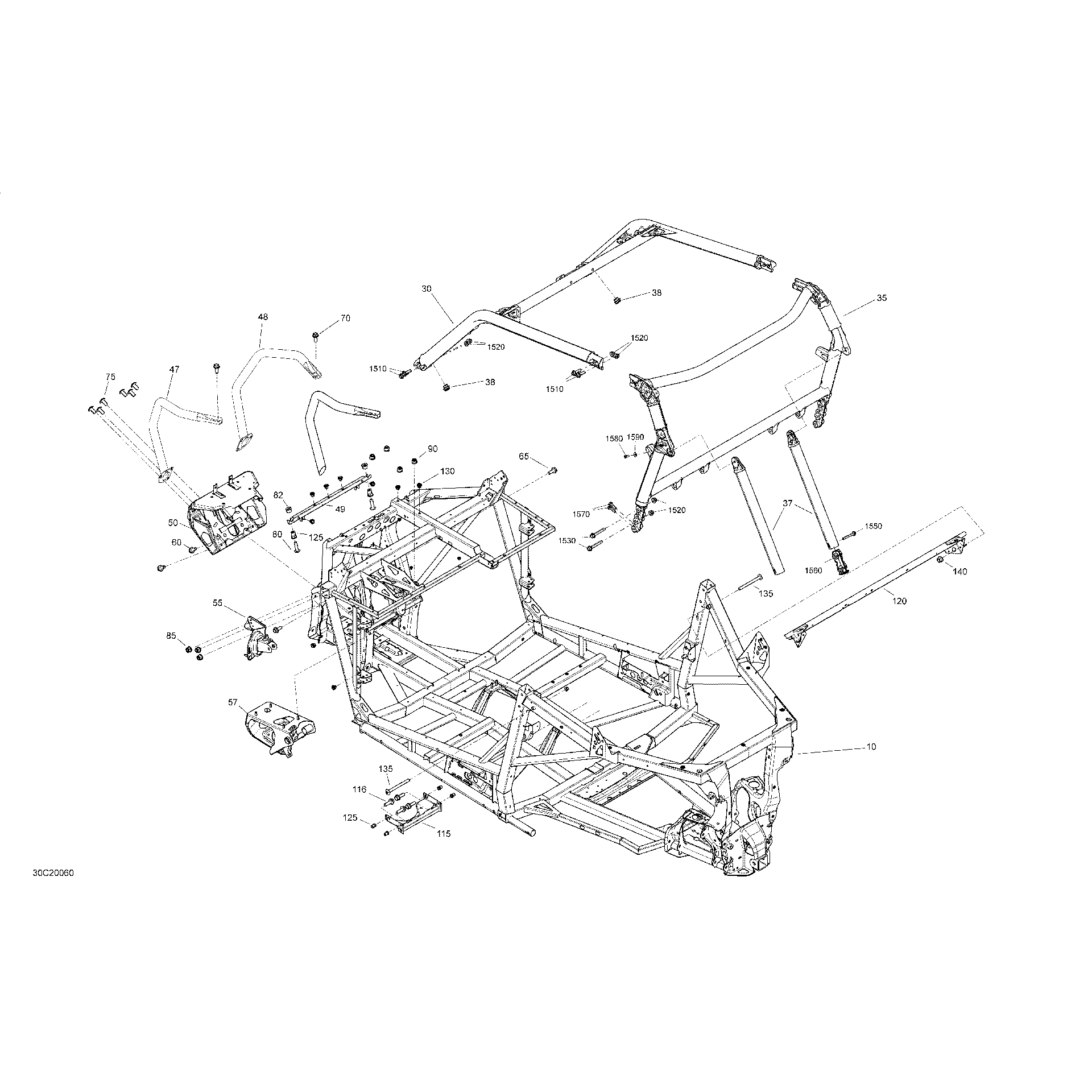 An Image of a Genuine Can-Am Parts Schematic Diagram showing the schematic - FRAME