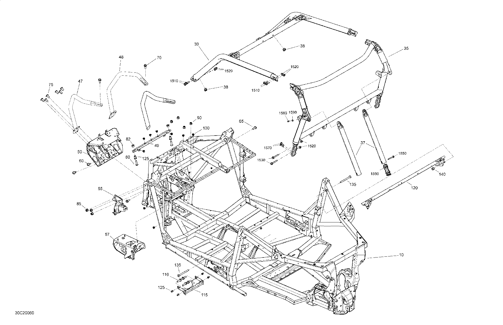 An Image of a Genuine Can-Am Parts Schematic Diagram showing the schematic - FRAME