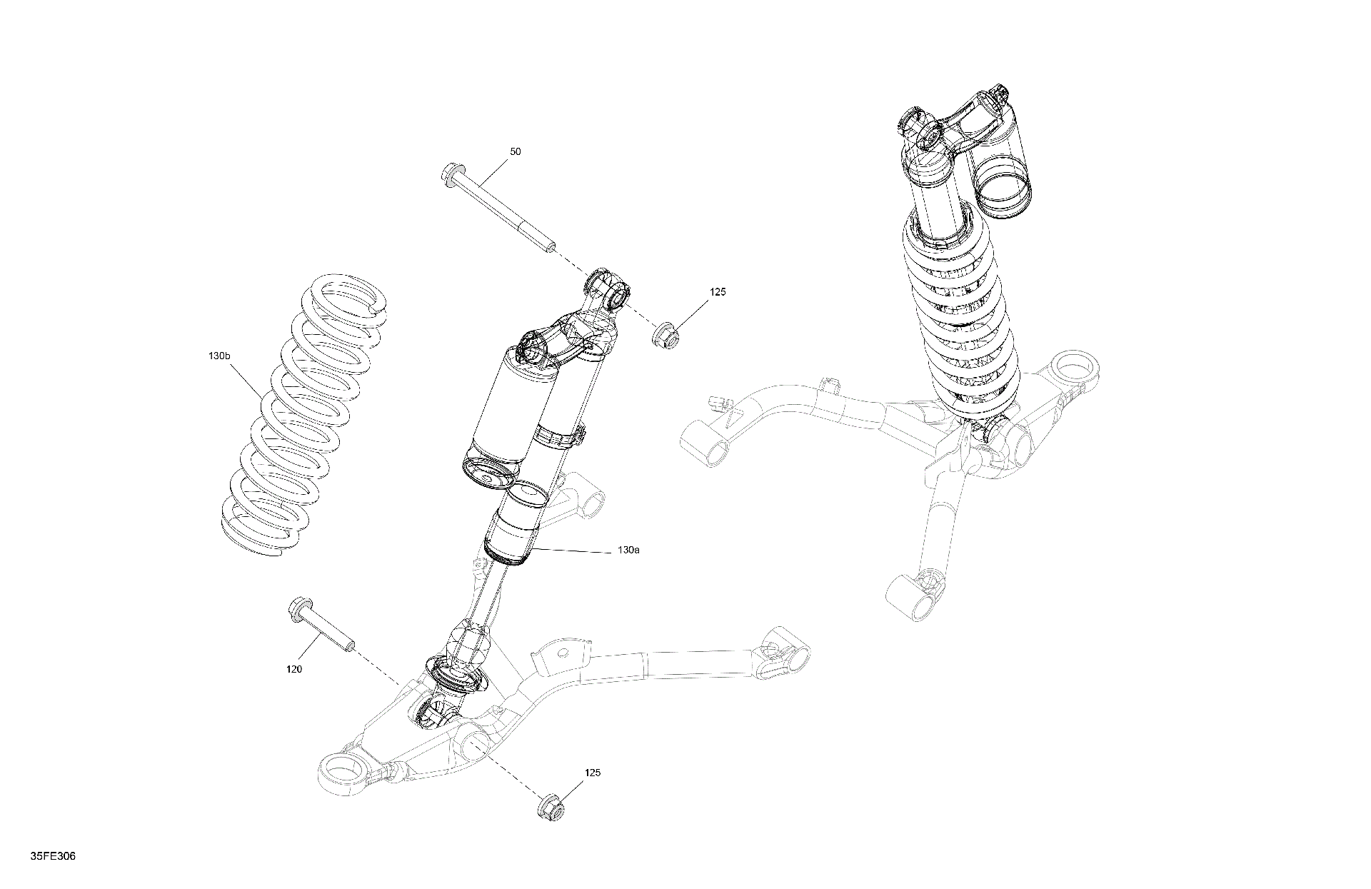 An Image of a Genuine Can-Am Parts Schematic Diagram showing the schematic - SUSPENSION - FRONT SHOCKS