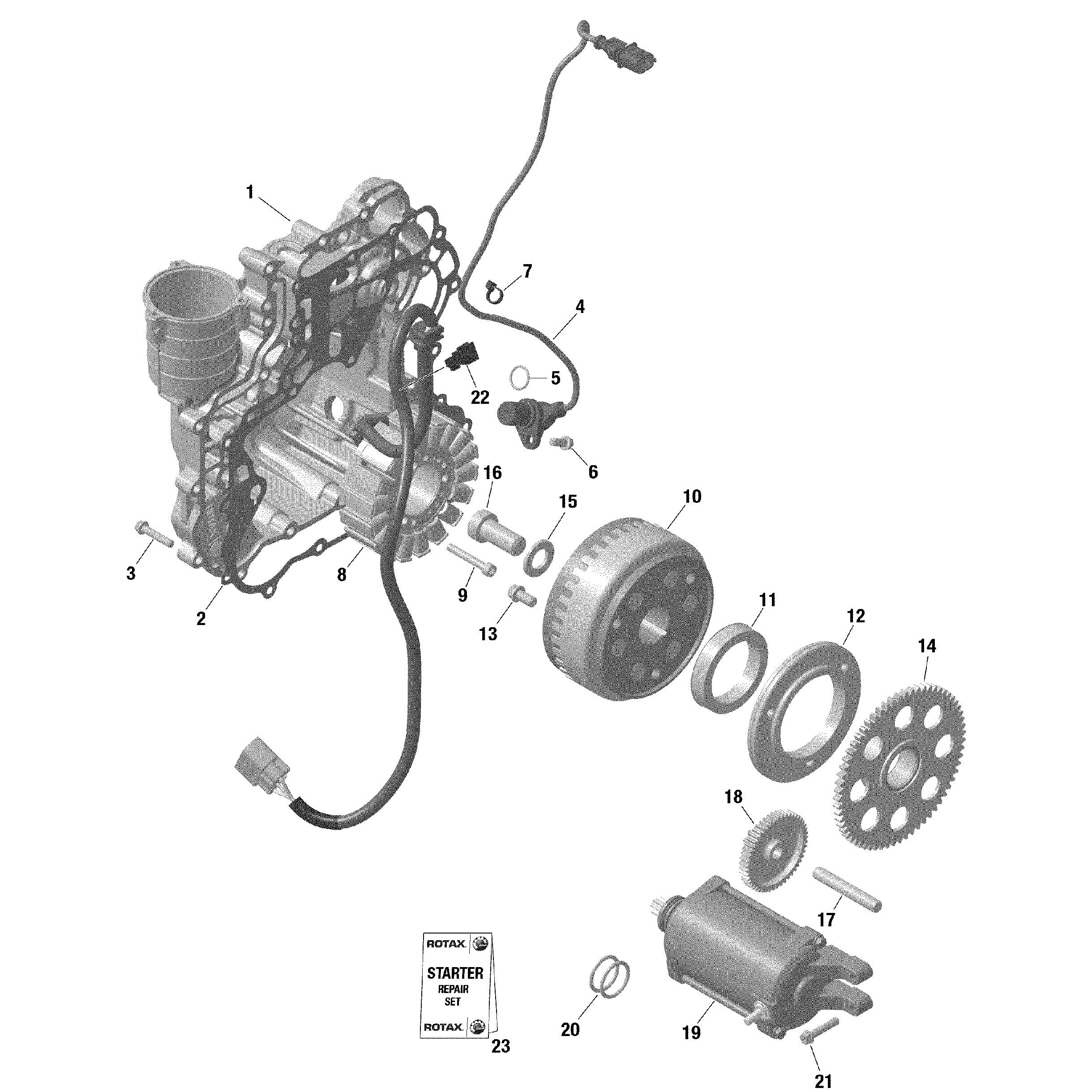 An Image of a Genuine Can-Am Parts Schematic Diagram showing the schematic - ROTAX - MAGNETO AND ELECTRIC STARTER - TURBO