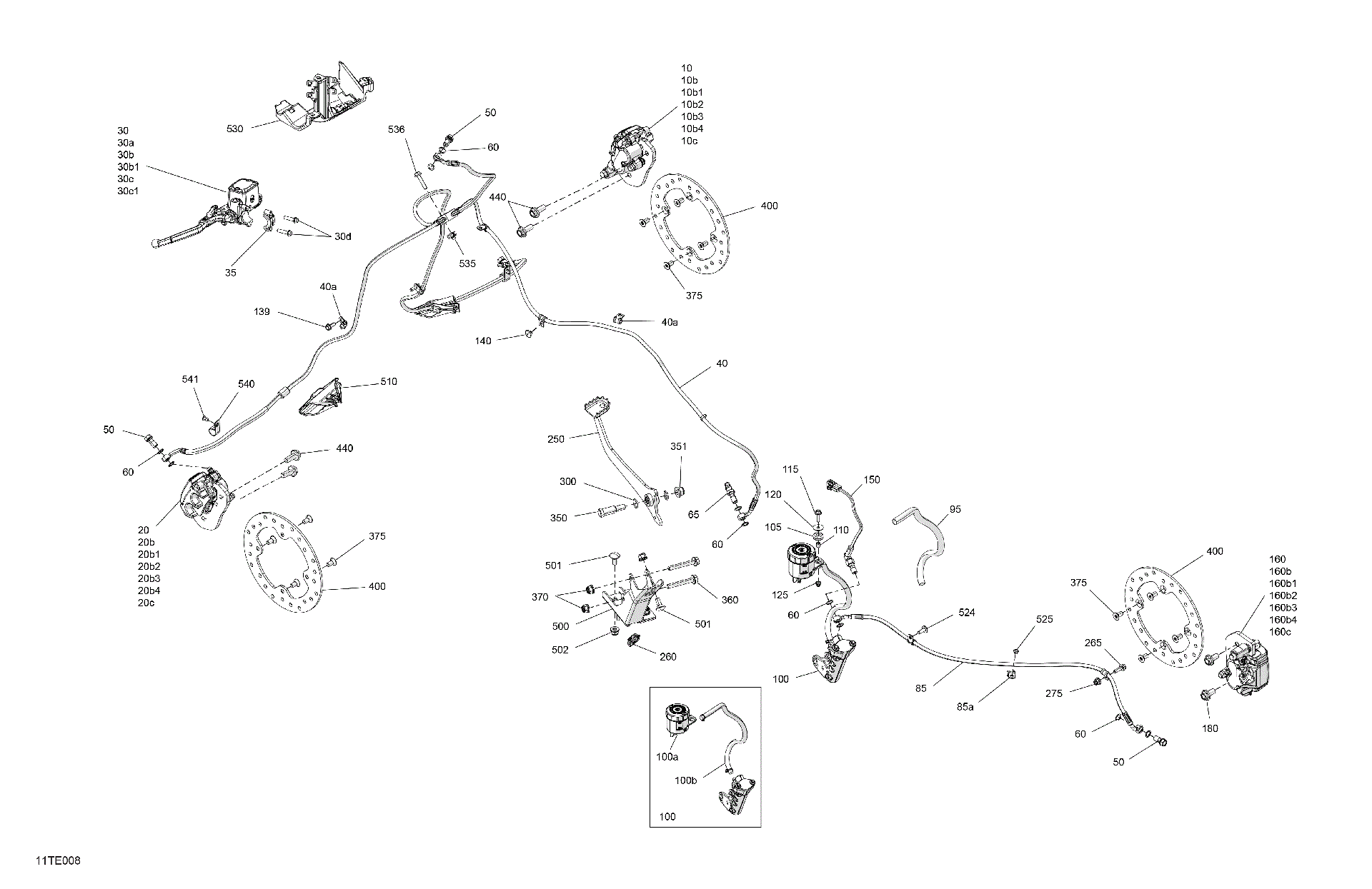 An Image of a Genuine Can-Am Parts Schematic Diagram showing the schematic - MECHANIC - BRAKE SYSTEM