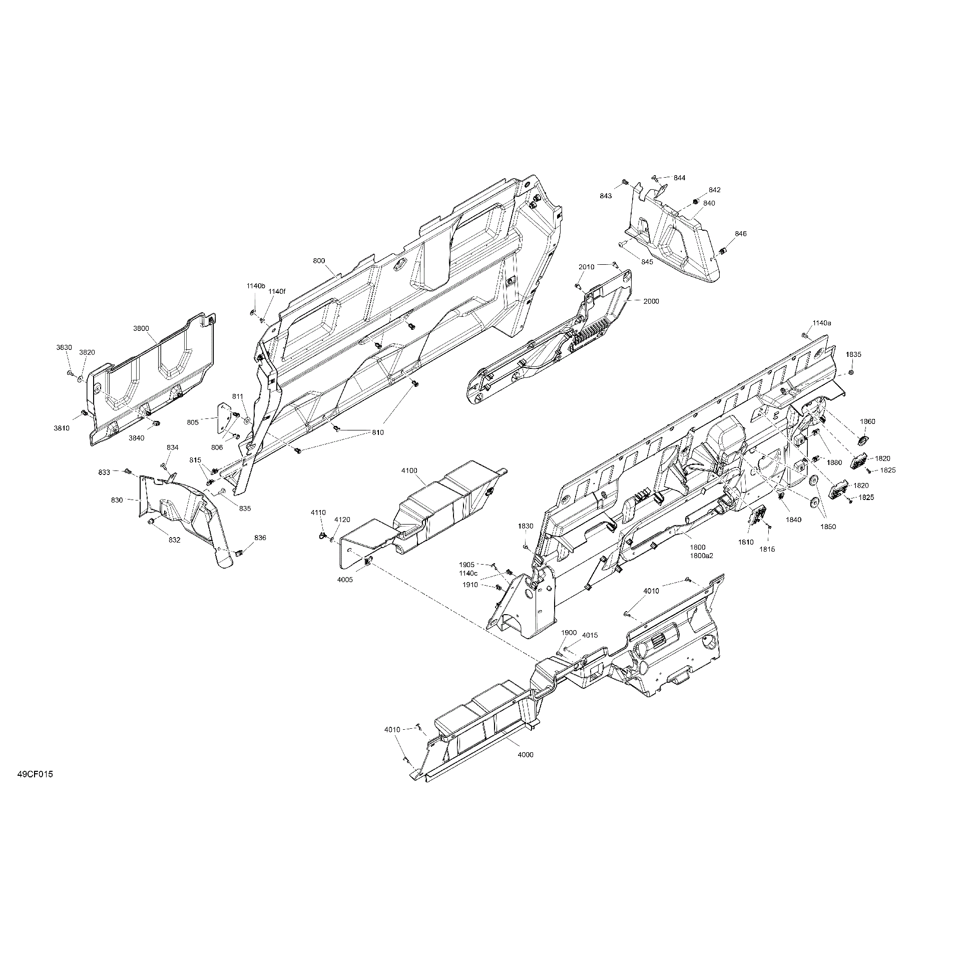 An Image of a Genuine Can-Am Parts Schematic Diagram showing the schematic - CAB INTERIOR - BACK WALL