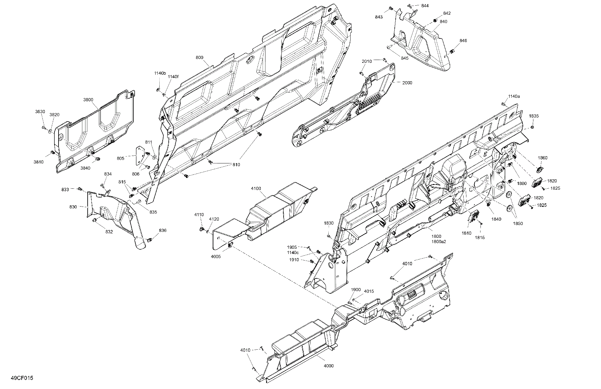 An Image of a Genuine Can-Am Parts Schematic Diagram showing the schematic - CAB INTERIOR - BACK WALL