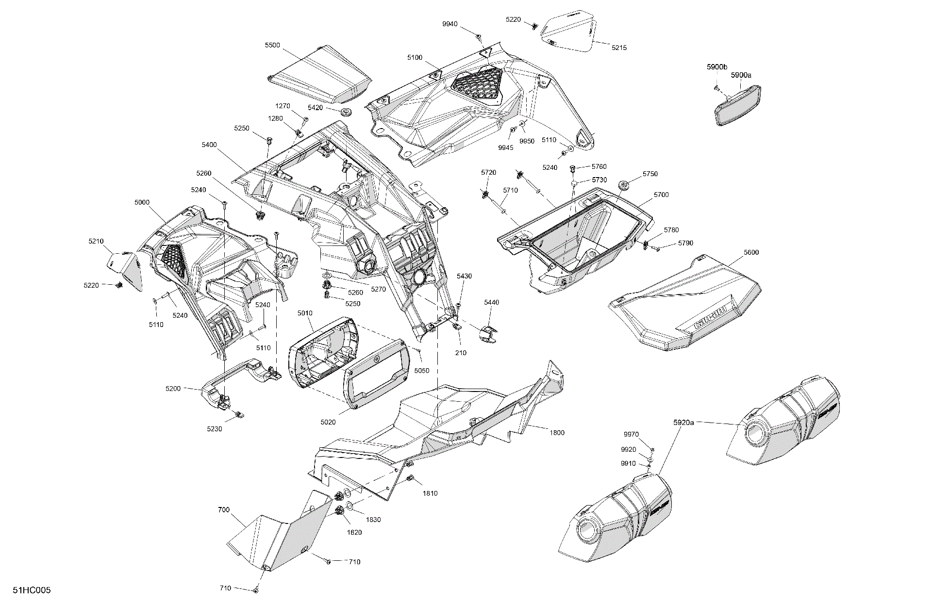 An Image of a Genuine Can-Am Parts Schematic Diagram showing the schematic - CAB INTERIOR - DASHBOARD
