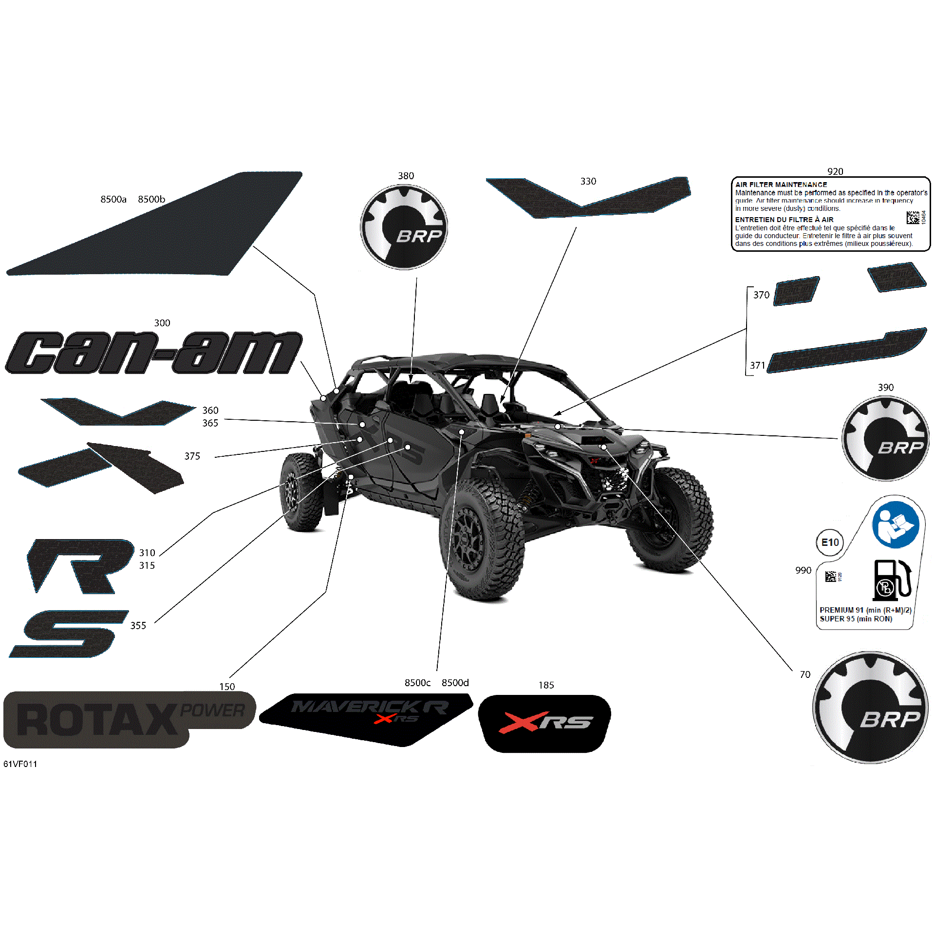 An Image of a Genuine Can-Am Parts Schematic Diagram showing the schematic - BODY - DECALS