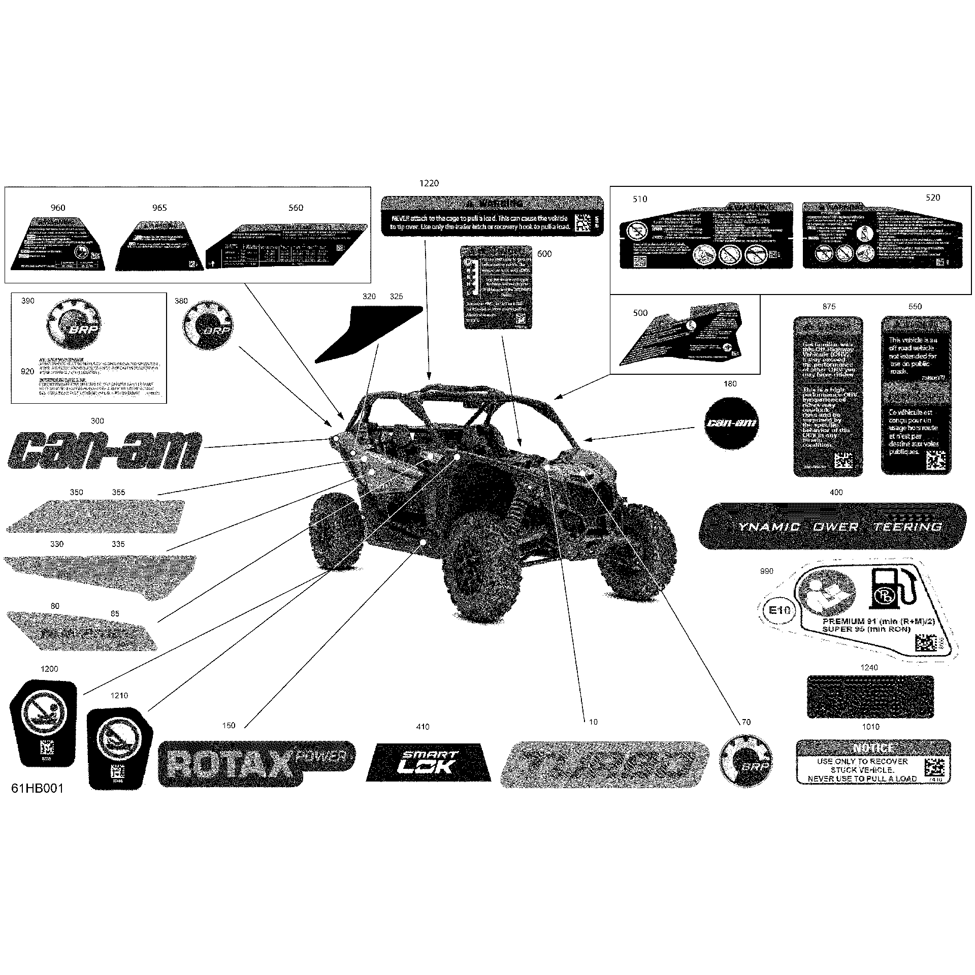 An Image of a Genuine Can-Am Parts Schematic Diagram showing the schematic - BODY - DECALS