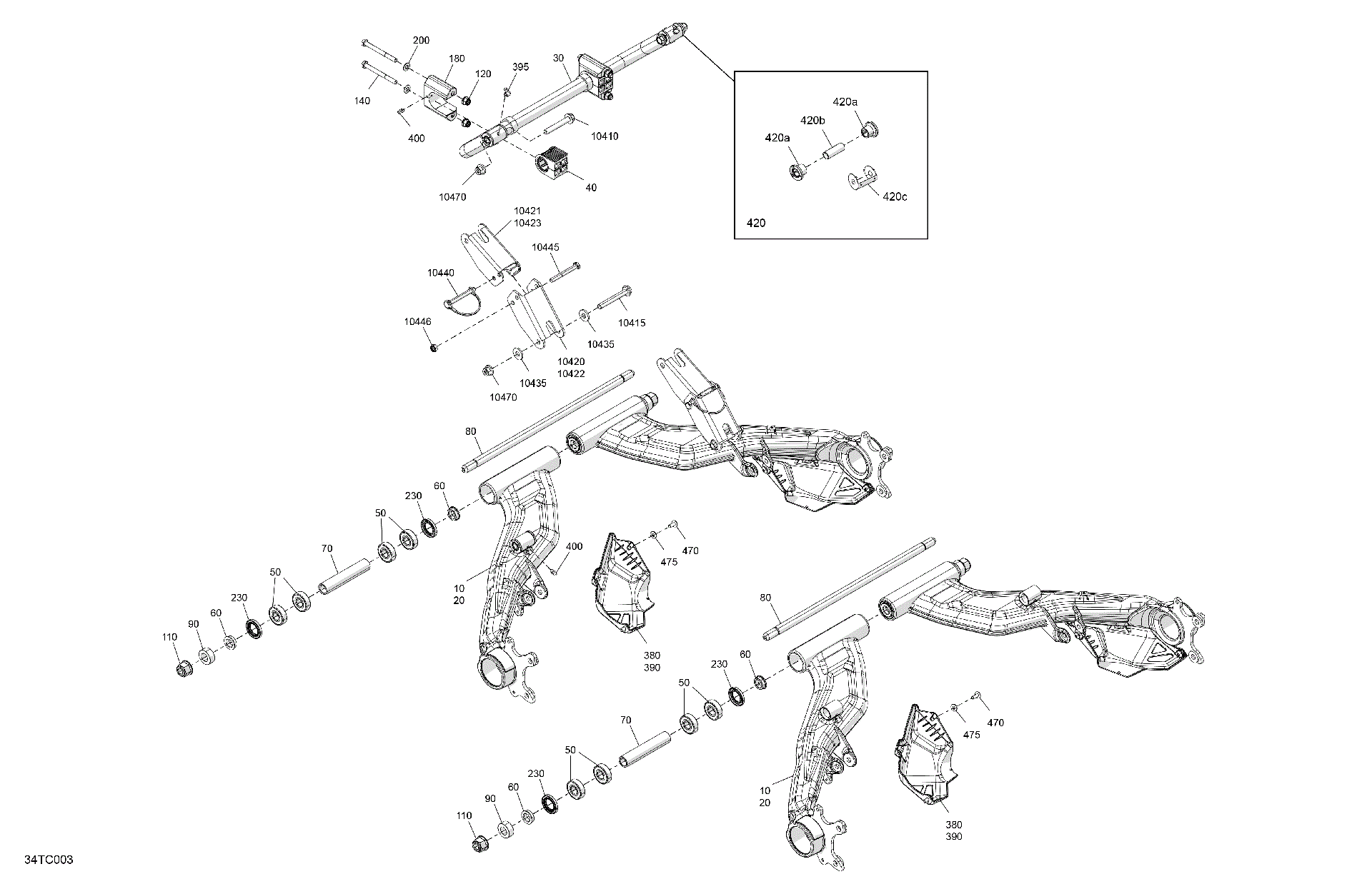 An Image of a Genuine Can-Am Parts Schematic Diagram showing the schematic - SUSPENSION - REAR COMPONENTS