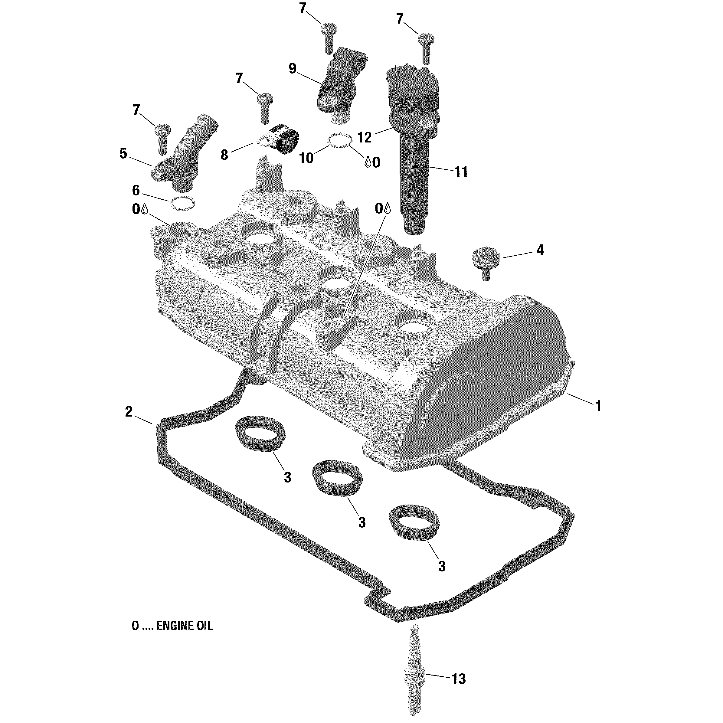 An Image of a Genuine Can-Am Parts Schematic Diagram showing the schematic - VALVE COVER 900 HO