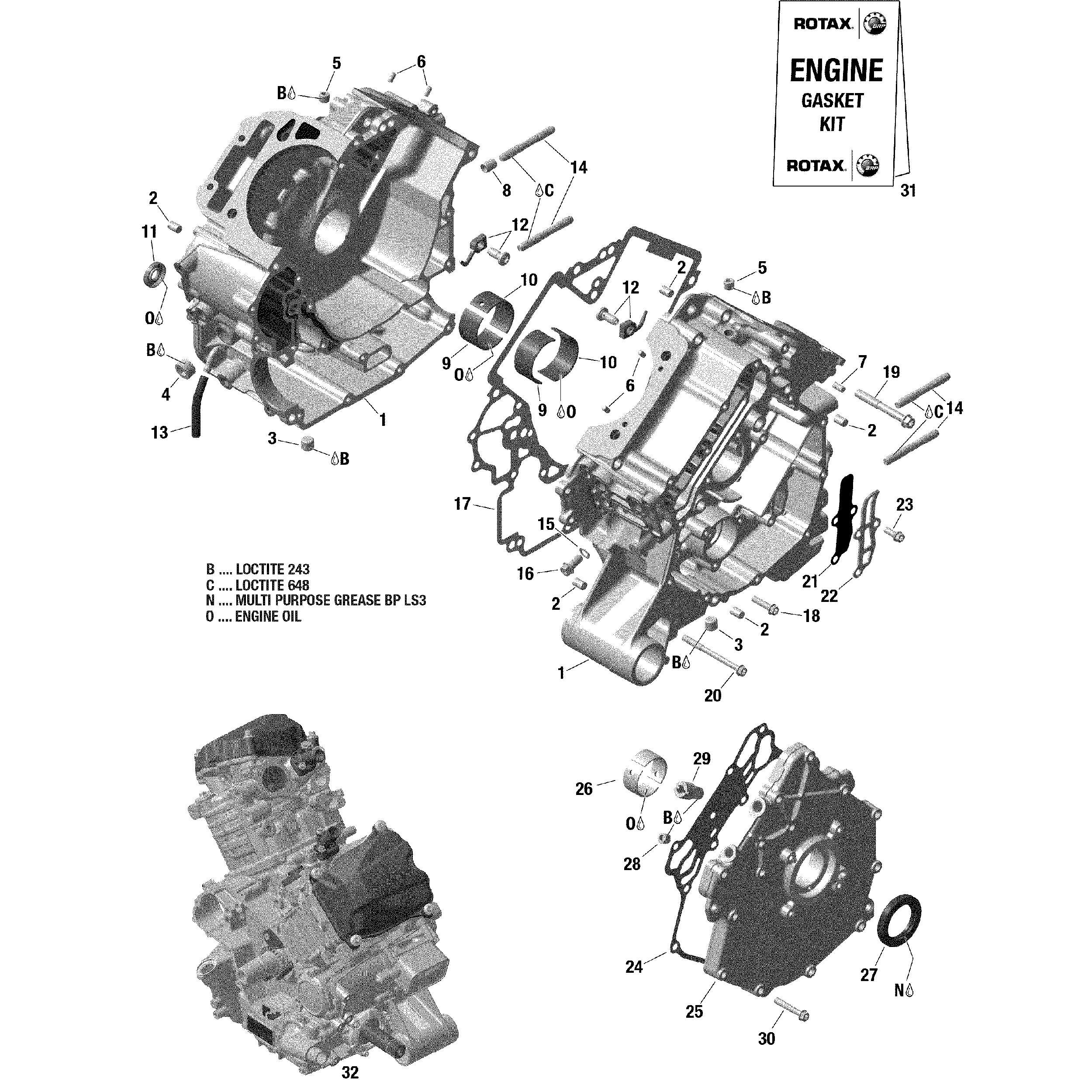 An Image of a Genuine Can-Am Parts Schematic Diagram showing the schematic - CRANKCASE - 1010R