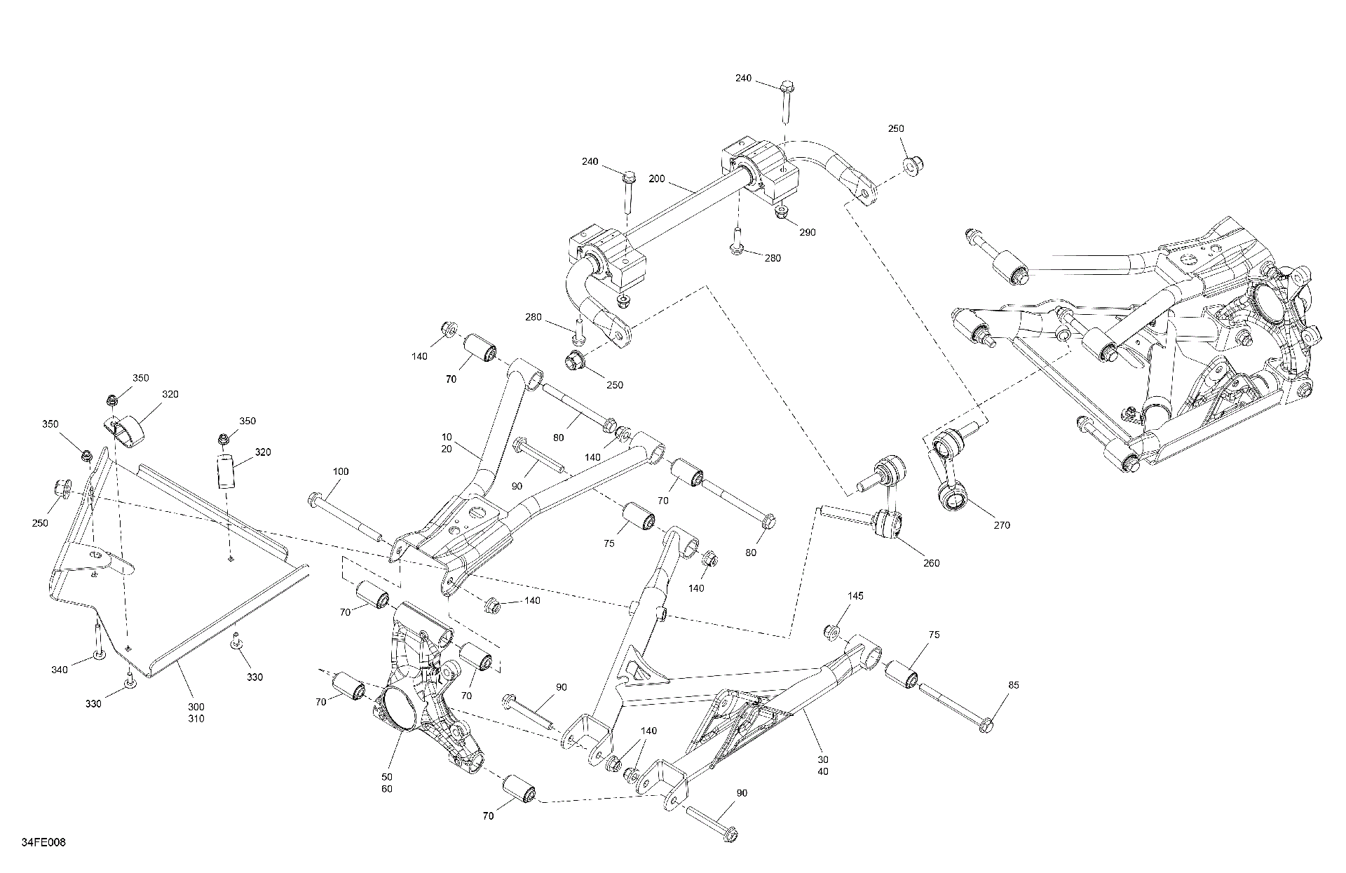 An Image of a Genuine Can-Am Parts Schematic Diagram showing the schematic - SUSPENSION - REAR COMPONENTS