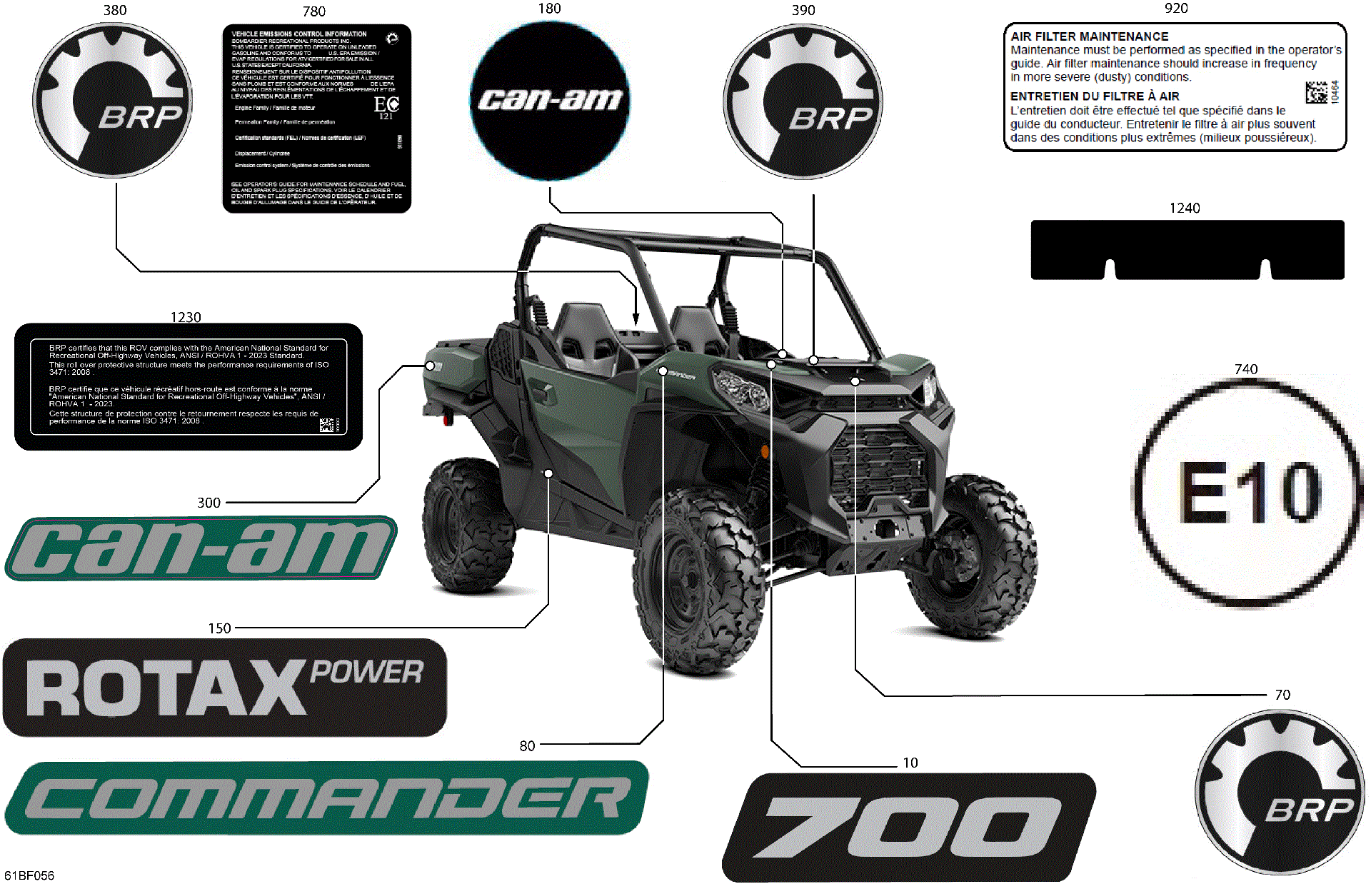 An Image of a Genuine Can-Am Parts Schematic Diagram showing the schematic - BODY - DECALS