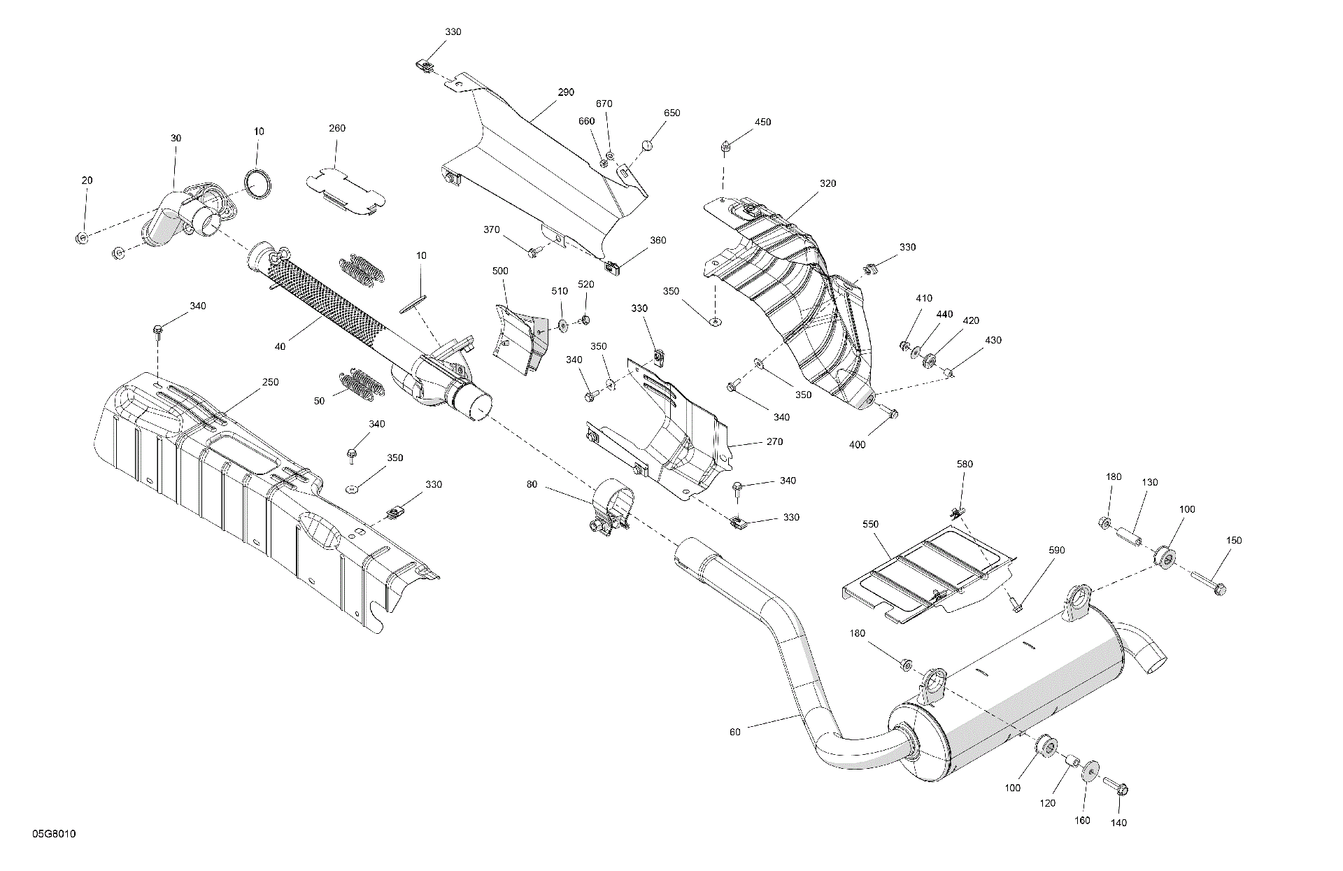 An Image of a Genuine Can-Am Parts Schematic Diagram showing the schematic - ENGINE - EXHAUST