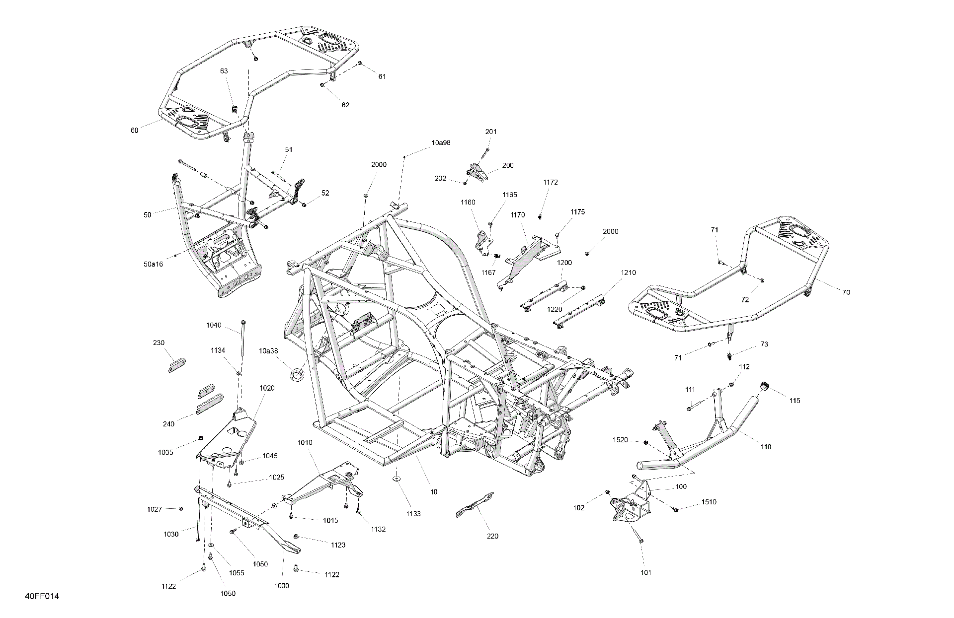 An Image of a Genuine Can-Am Parts Schematic Diagram showing the schematic - FRAME - SYSTEM