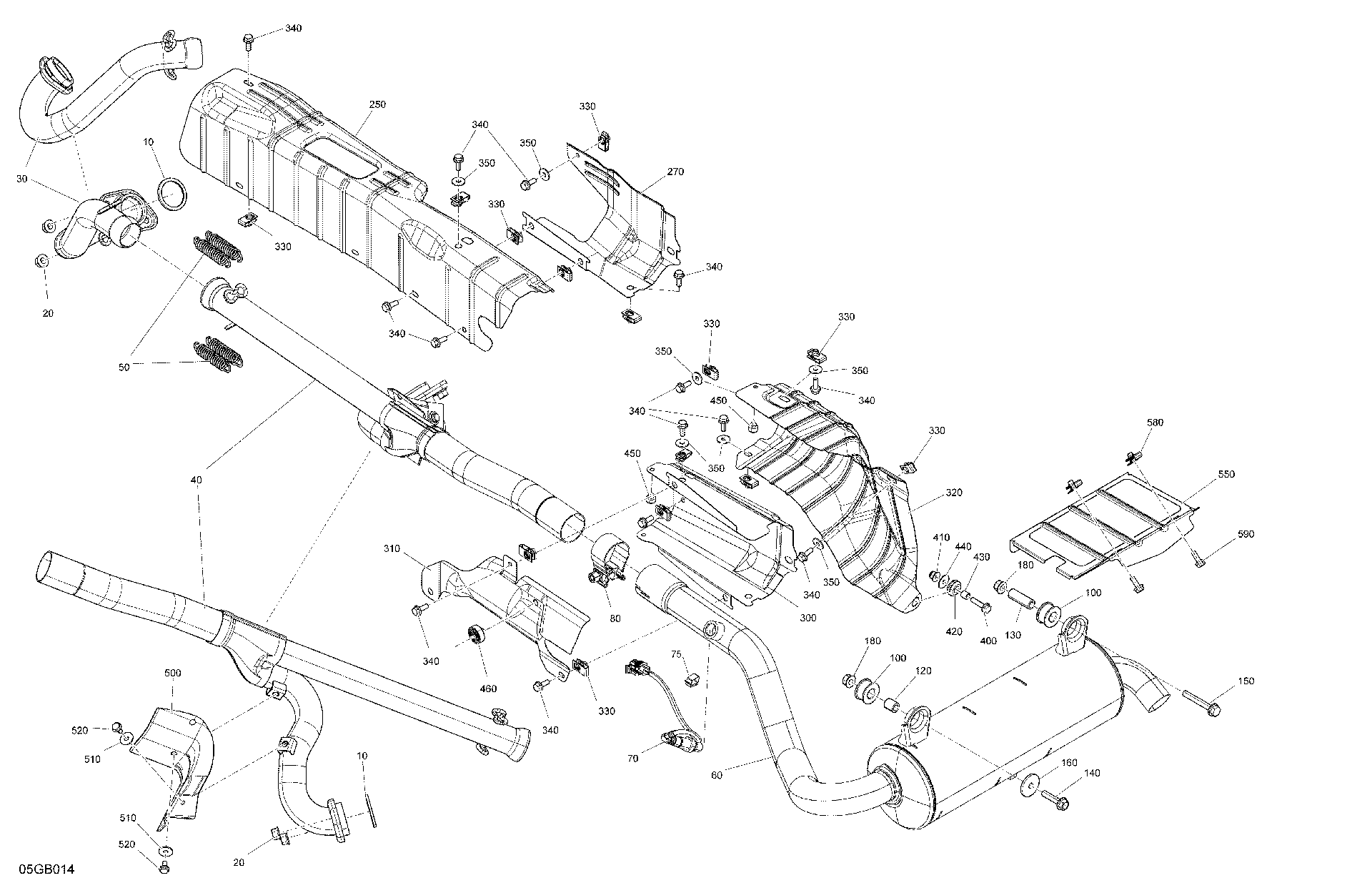 An Image of a Genuine Can-Am Parts Schematic Diagram showing the schematic - ENGINE - EXHAUST