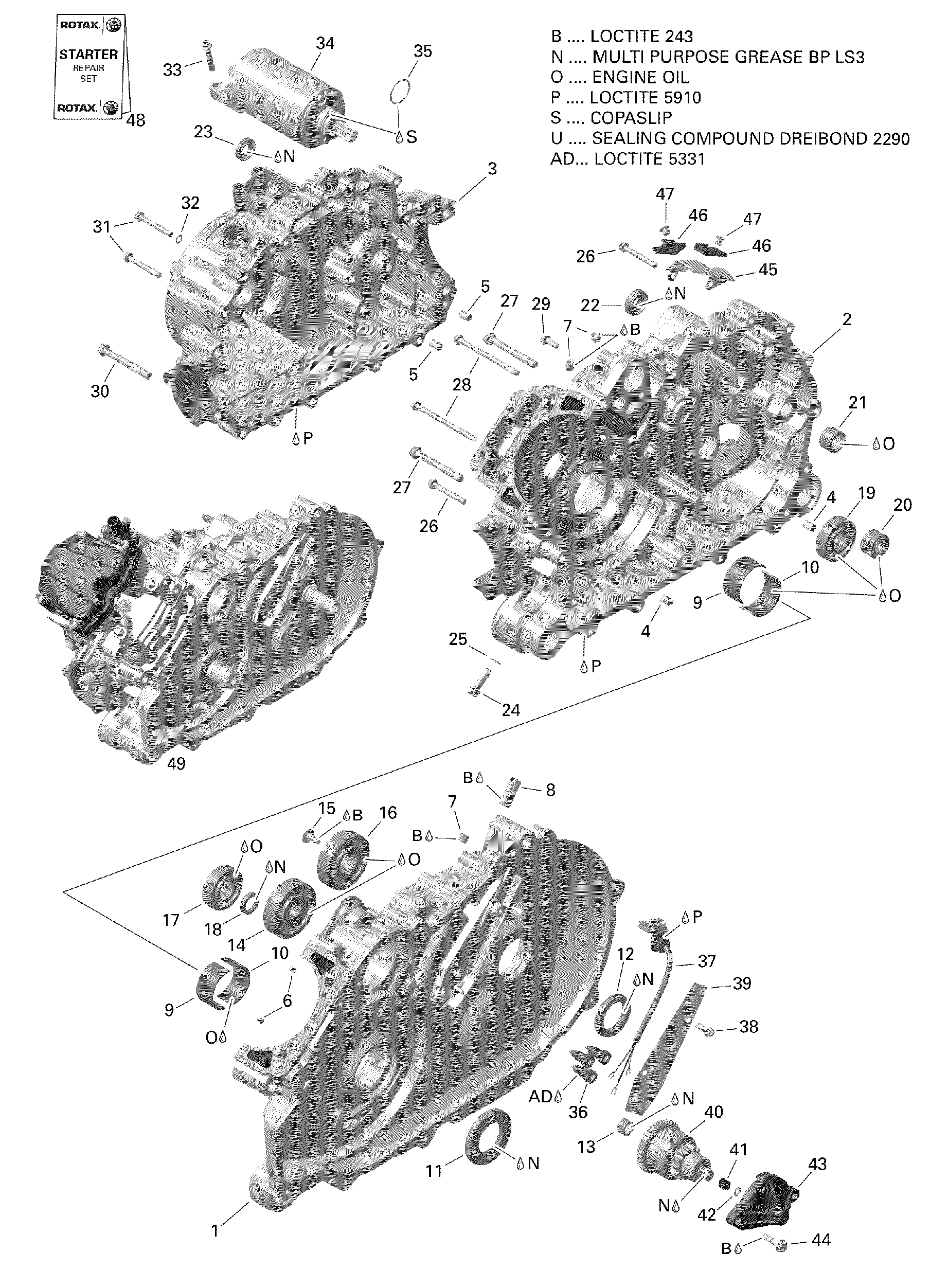 An Image of a Genuine Can-Am Parts Schematic Diagram showing the schematic - CRANKCASE
