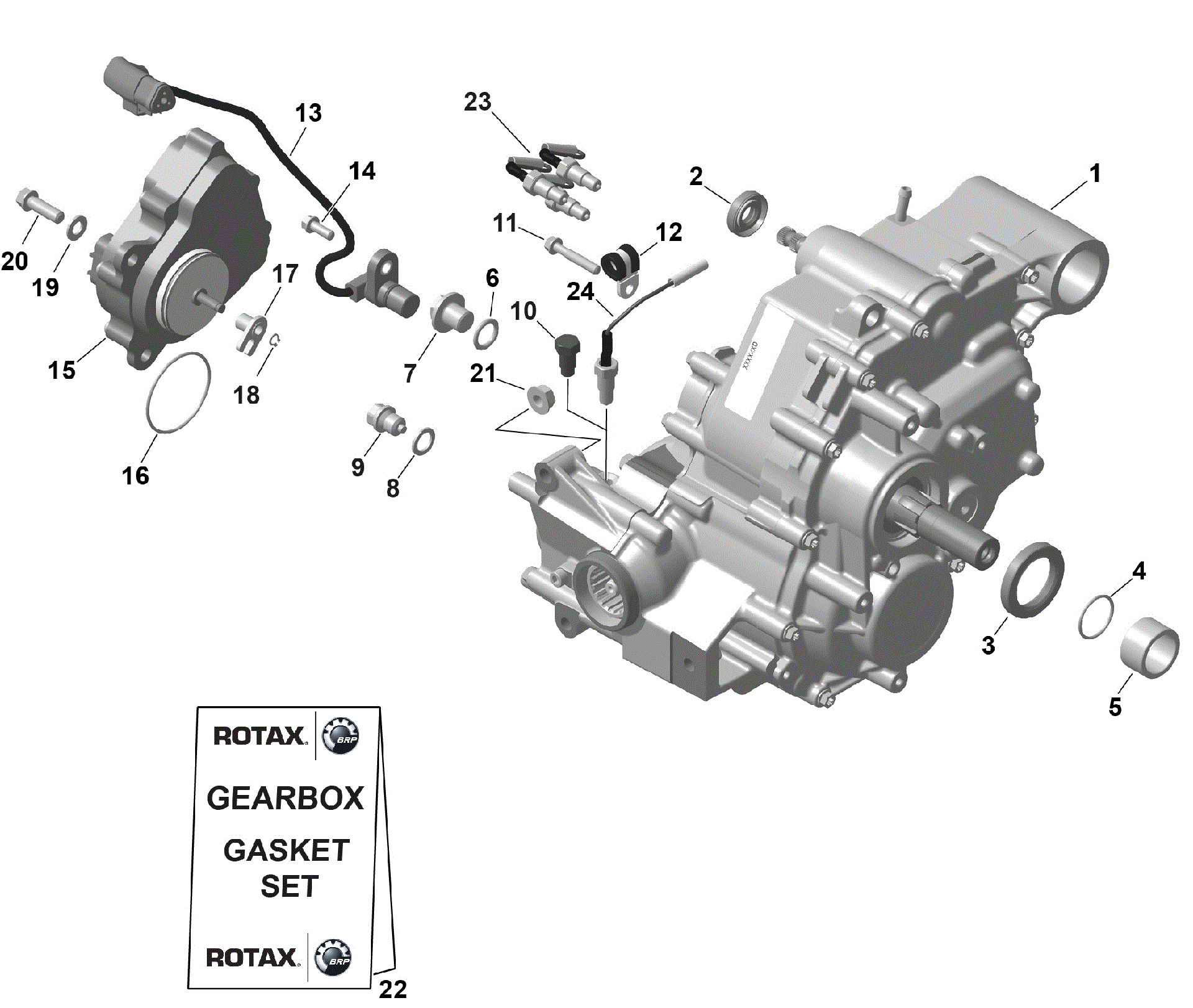 An Image of a Genuine Can-Am Parts Schematic Diagram showing the schematic - ROTAX - GEARBOX